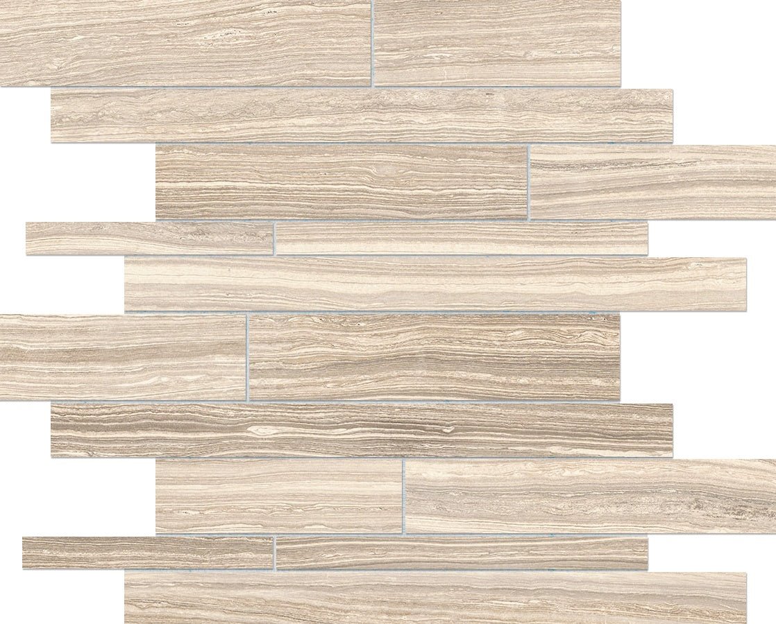 Anatolia - Eramosa Sand Random Strip Matte Glazed Porcelain Mosaic || 4501-0091-0 - Ceramed