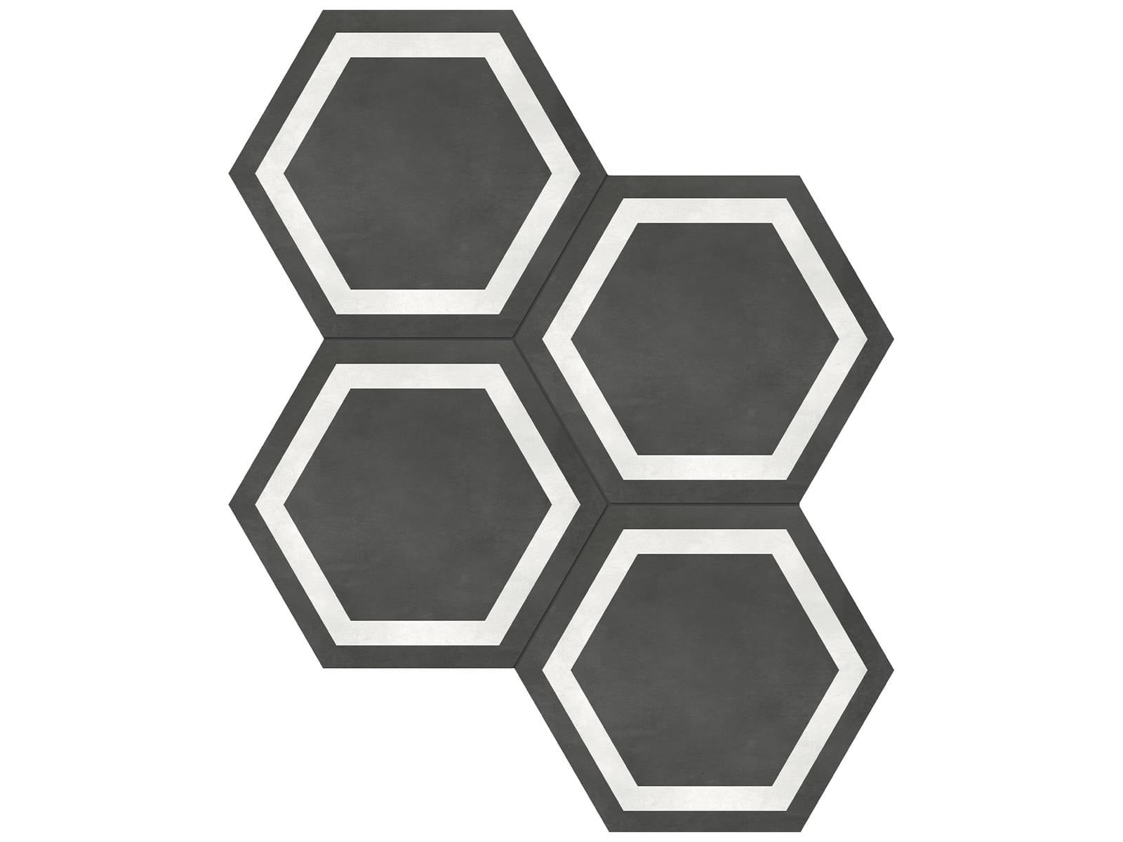 Anatolia - Form - Graphite - Tuile hexagonale encadrée de porcelaine émaillée mate 17,5 cm (7 po)