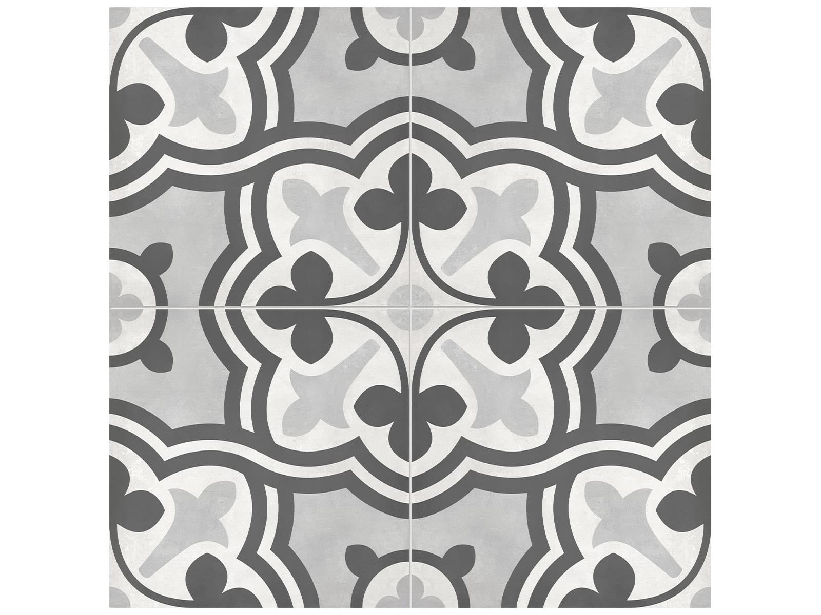 Anatolia - Form - Ice - Tuile décorative Baroque de porcelaine émaillée mate 20 x 20 cm (8 x 8 po)