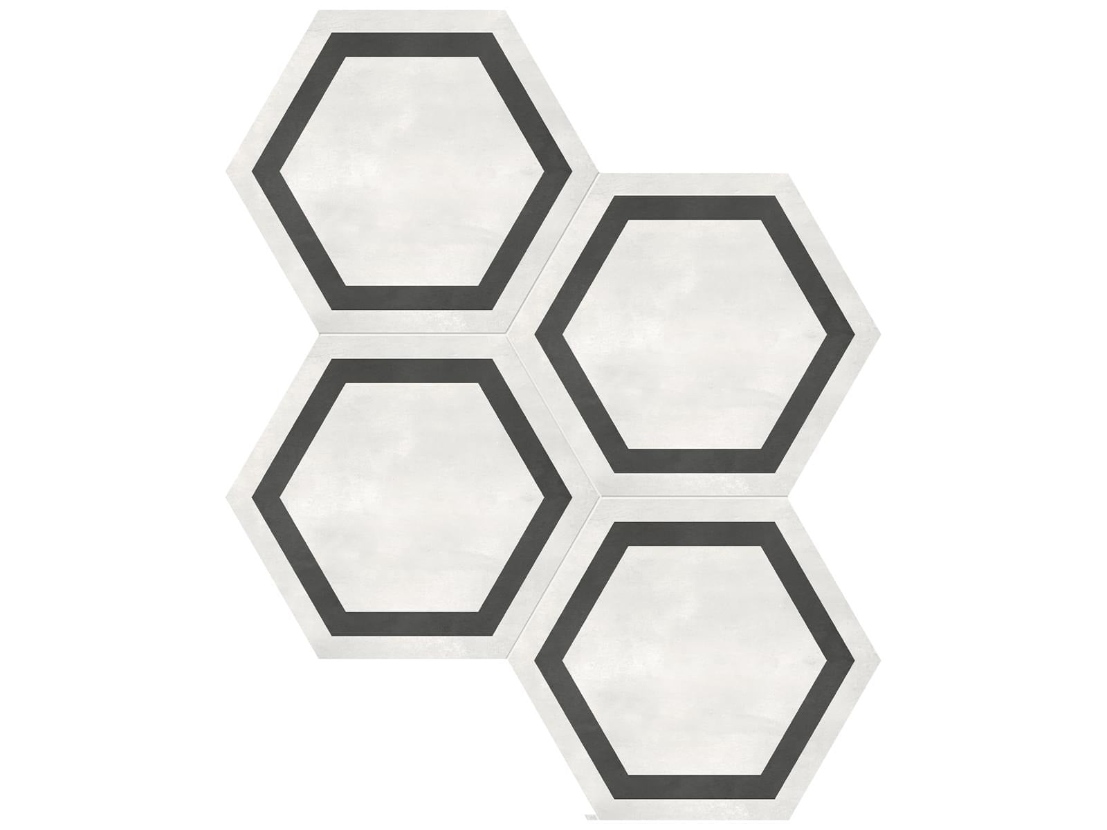 Anatolia - Form - Ivory - Tuile hexagonale encadrée de porcelaine émaillée mate 17,5 cm (7 po)