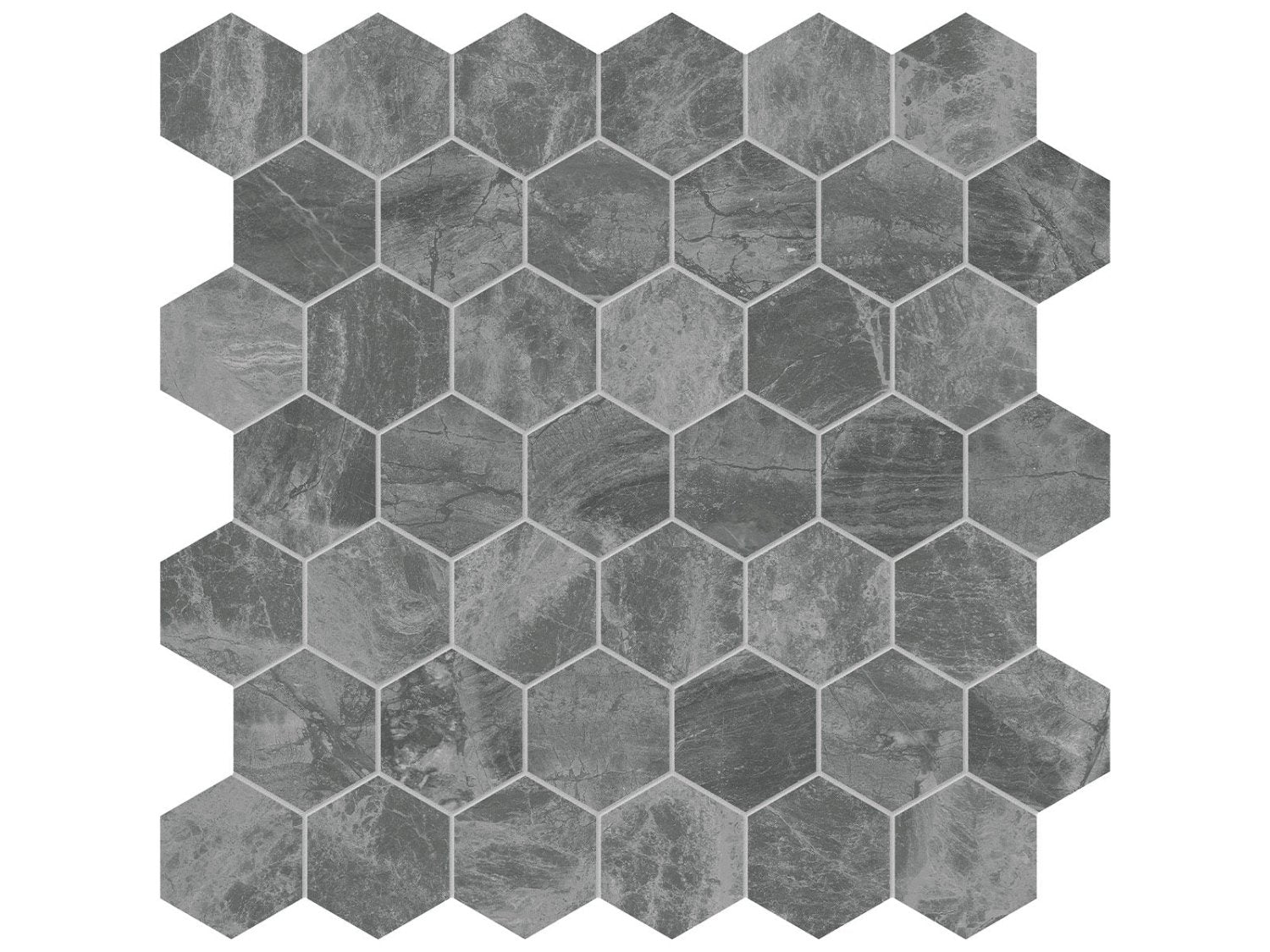 Anatolia - Gemma Mystique - Mosaïque hexagonale de marbre, fini brossé 4,9 cm (2 po)