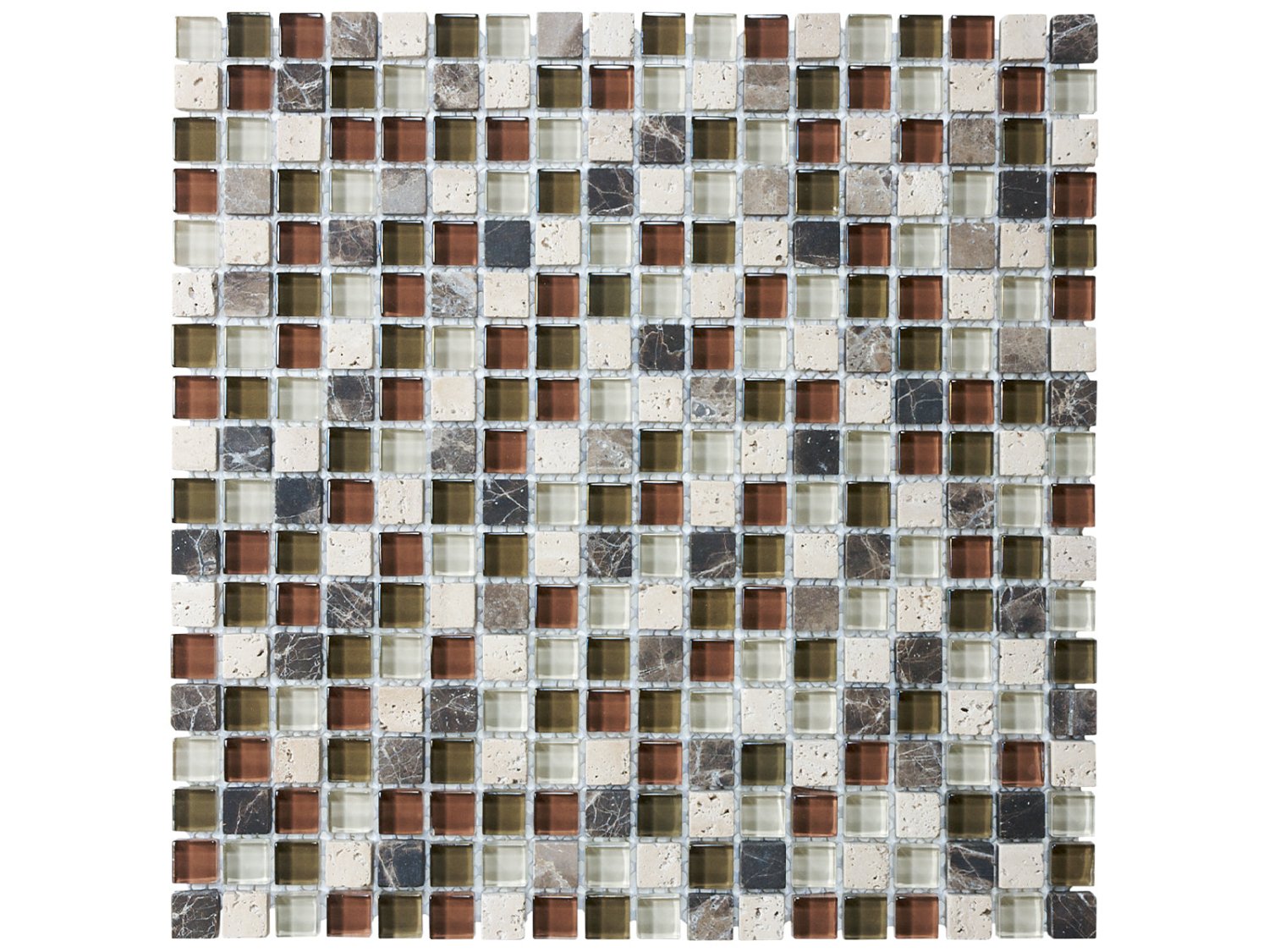 Anatolia - Glass Stone - Cabernet - Mosaïque de verre et pierre, fini mixte 1,6 x 1,6 cm (5/8 x 5/8 po)