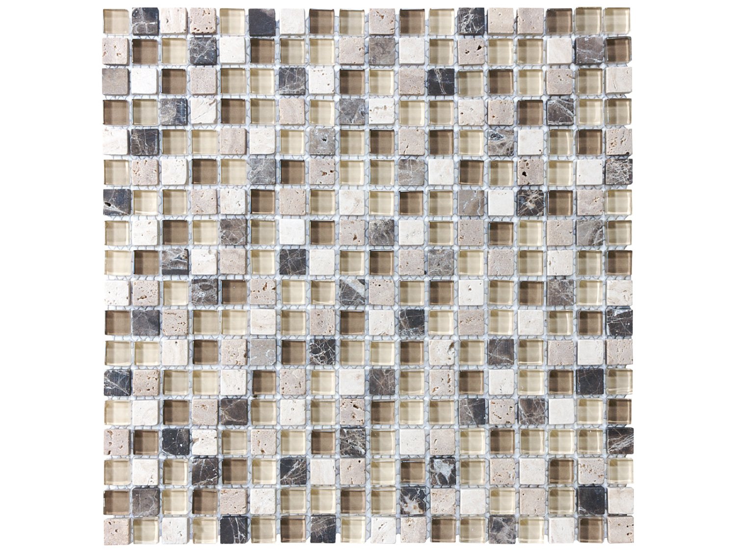 Anatolia - Glass Stone - Cappuccino - Mosaïque de verre et pierre, fini mixte 1,6 x 1,6 cm (5/8 x 5/8 po)
