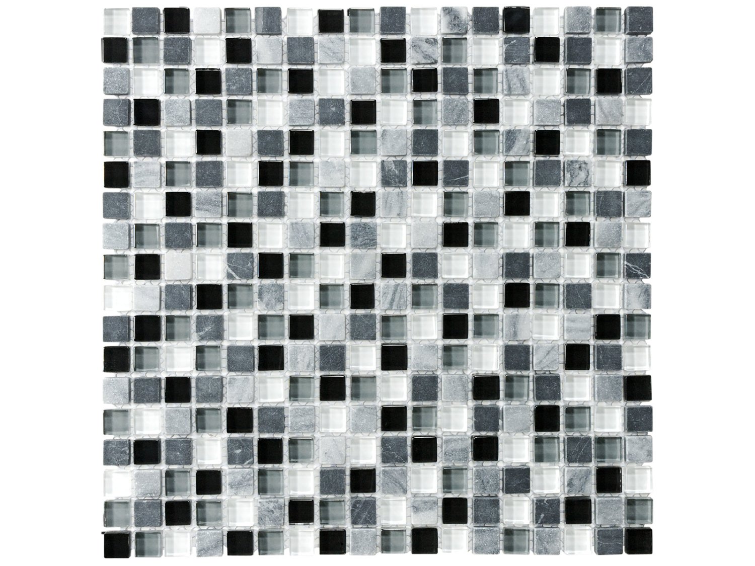 Anatolia - Glass Stone - Midnight - Mosaïque de verre et pierre, fini mixte 1,6 x 1,6 cm (5/8 x 5/8 po)