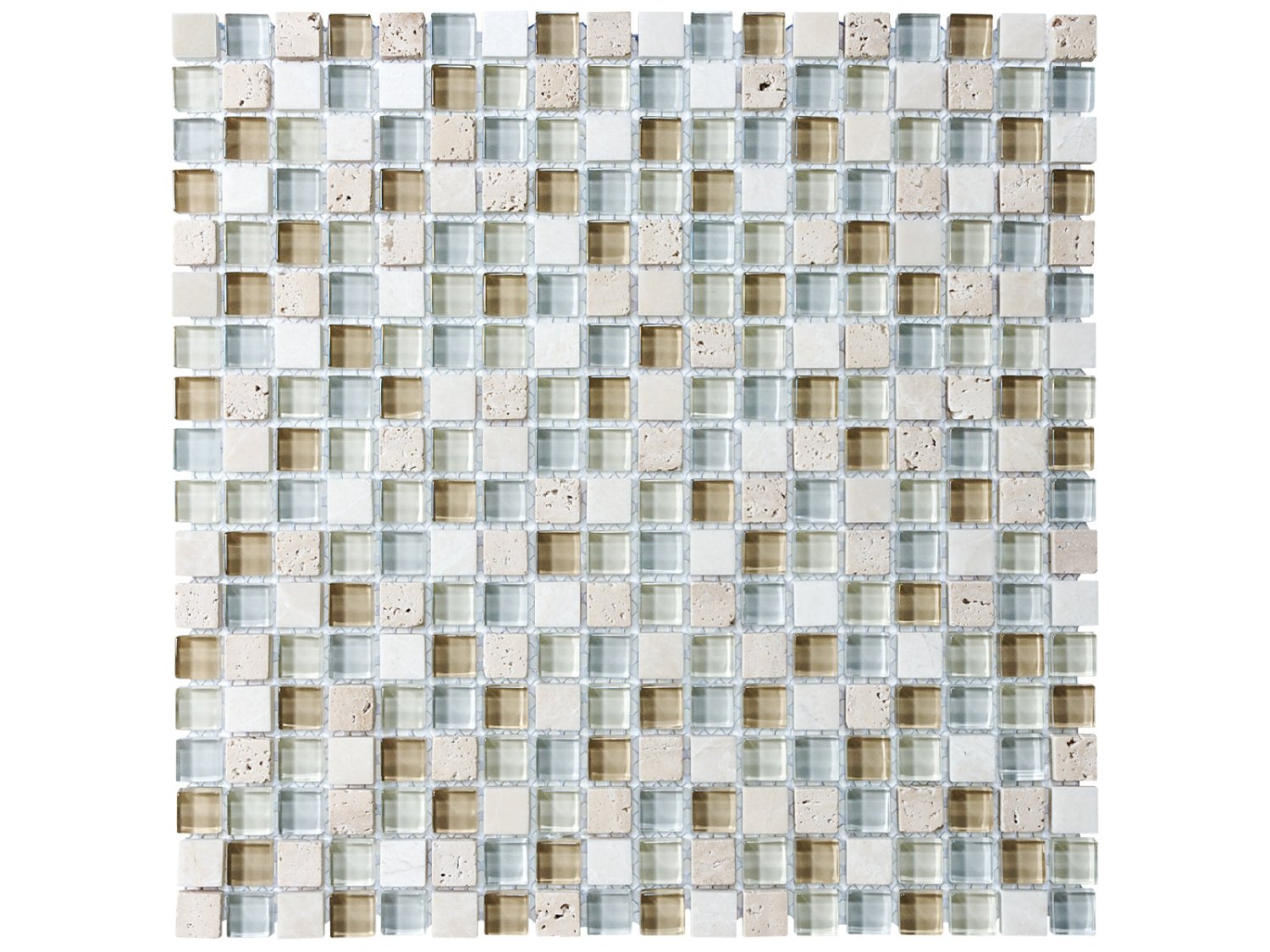Anatolia - Glass Stone - Spa - Mosaïque de verre et pierre, fini mixte 1,6 x 1,6 cm (5/8 x 5/8 po)