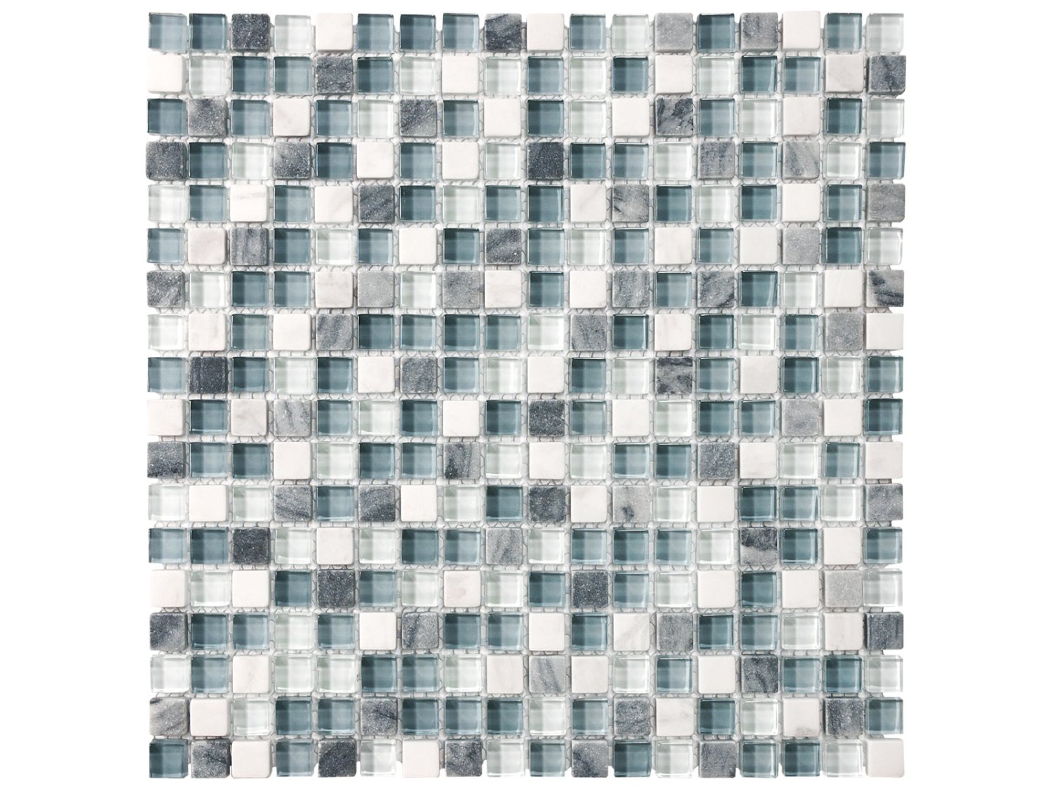 Anatolia - Glass Stone - Waterfall - Mosaïque de verre et pierre, fini mixte 1,6 x 1,6 cm (5/8 x 5/8 po)