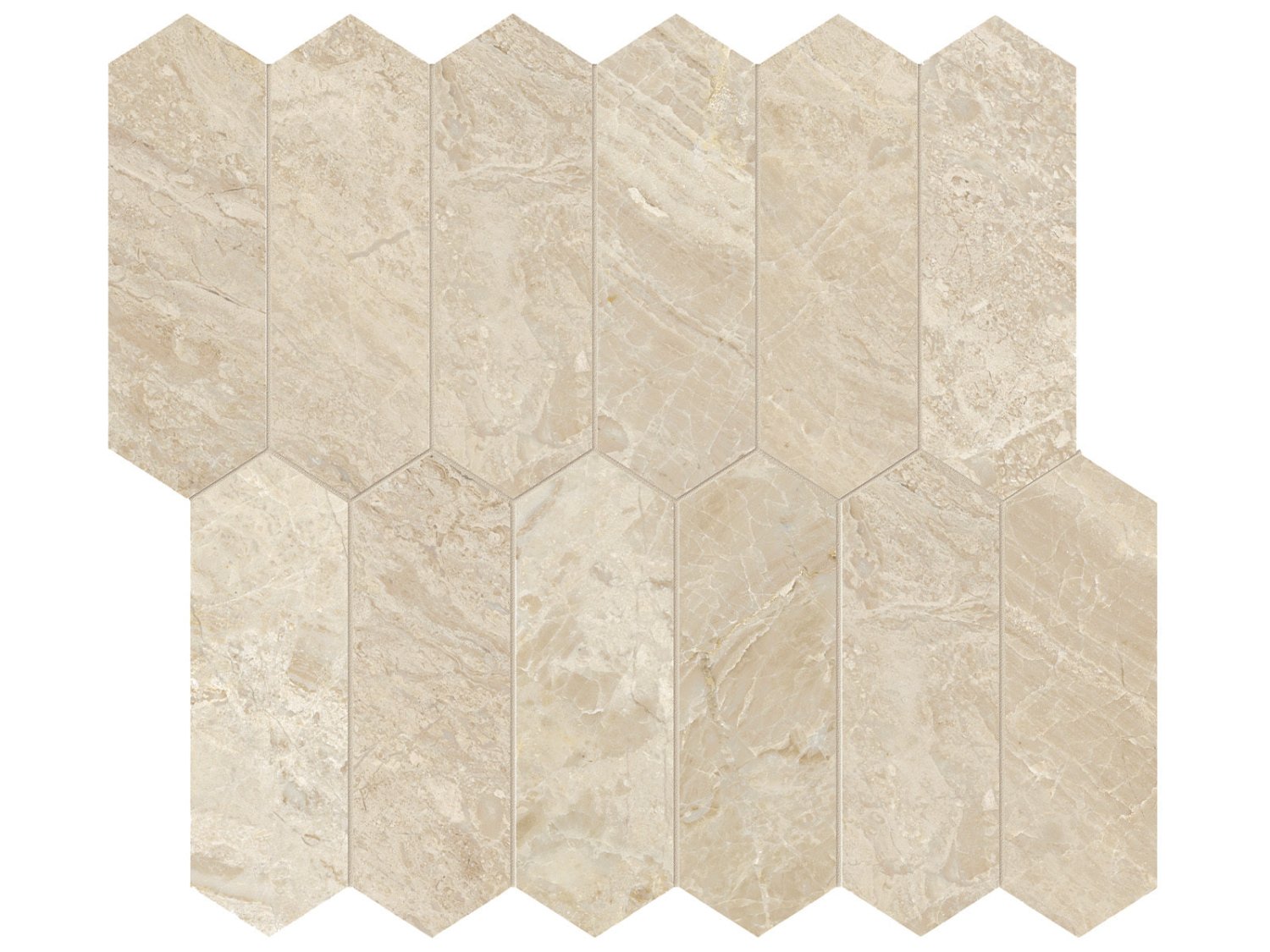 Anatolia - Impero Reale - Mosaïque picket de marbre, fini adouci 4,9 x 15 cm (2 x 6 po)