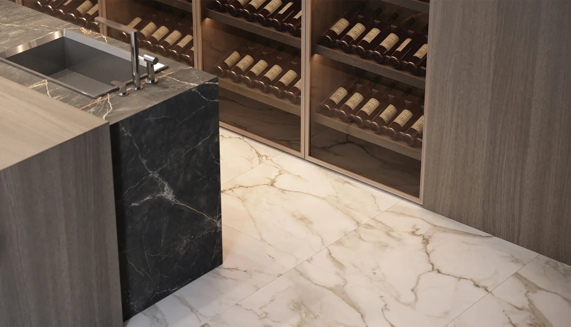 Anatolia - La Marca - Calacatta Paonazzo - Bordure bullnose porcelaine adouci 3 x 12 po ||4502-0292-1 - Ceramed