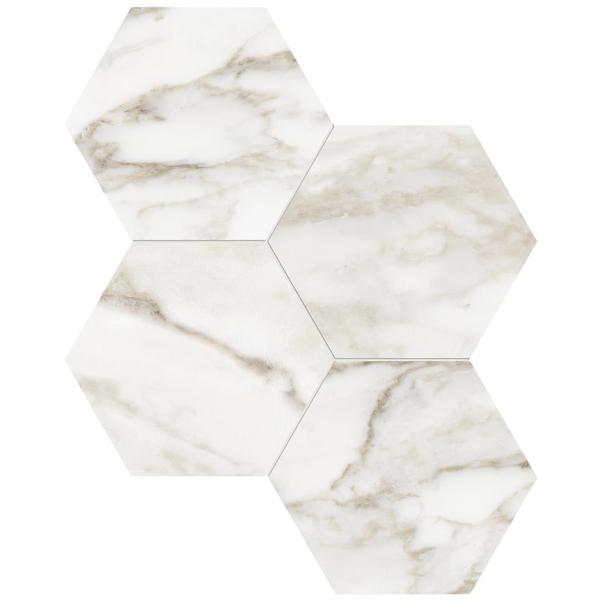 Anatolia - La Marca - Calacatta Paonazzo - Mosaïque Hexagon adoucie 15 cm (6 po) ||4501-0333-2 - Ceramed