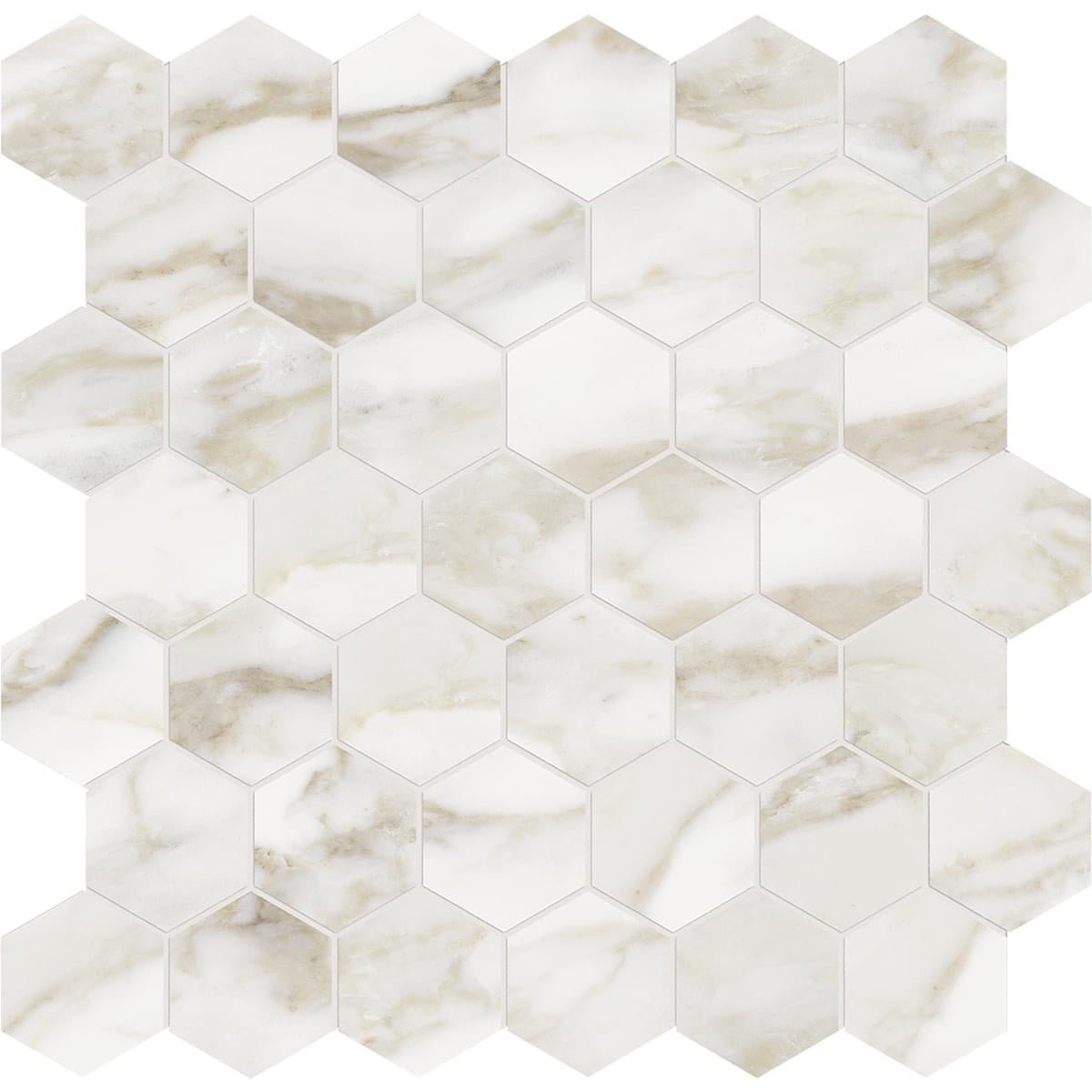 Anatolia - La Marca - Calacatta Paonazzo - Mosaïque Hexagon adoucie 5 cm (2 po) ||4501-0351-2 - Ceramed