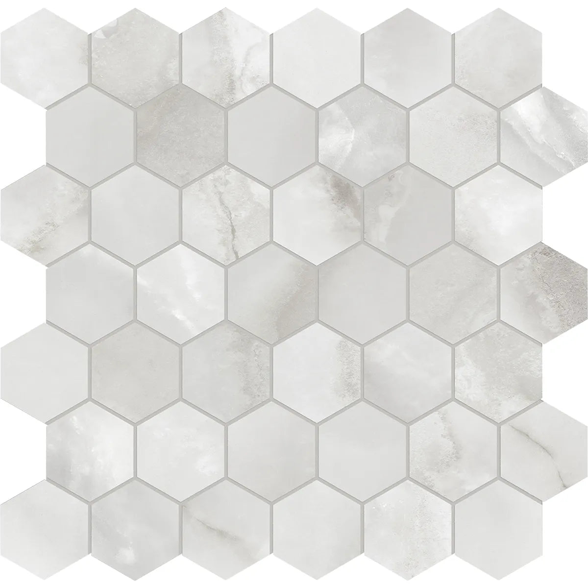 Anatolia - La Marca - Onyx Nuvolato - Mosaïque Hexagon adoucie 5 cm (2 po) ||4501-0354-2 - Ceramed