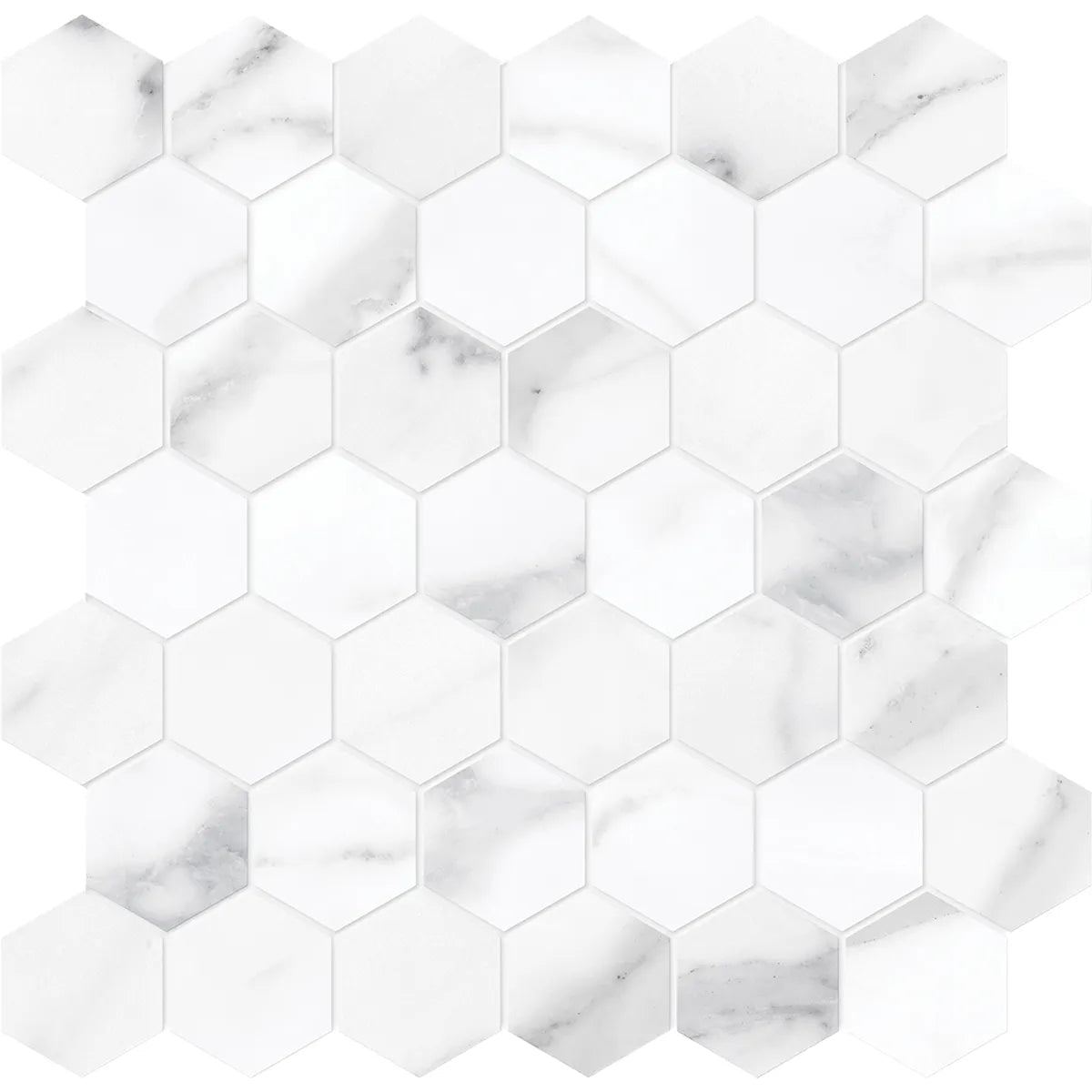Anatolia - La Marca - Statuario Nuovo - Mosaïque Hexagon adoucie 5 cm (2 po) ||4501-0356-2 - Ceramed