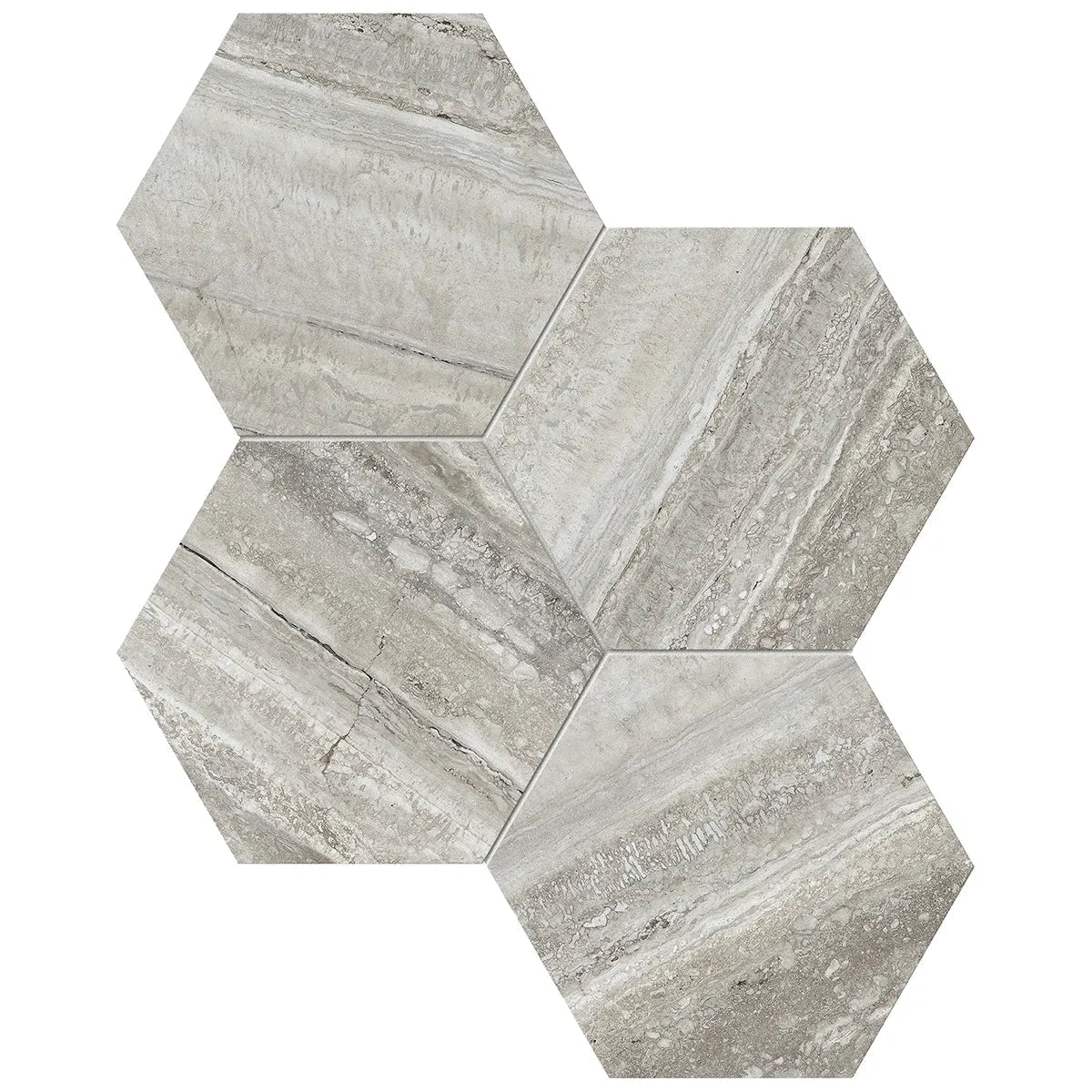 Anatolia - La Marca - Travertino Instrata - Mosaïque Hexagone 6 po adouci ||4501-0337-2 - Ceramed