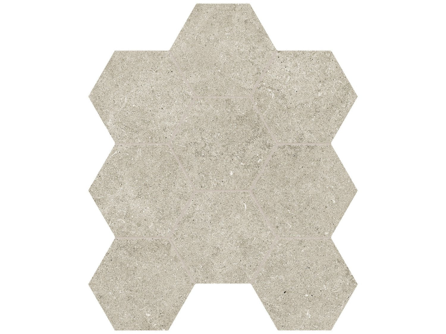 Anatolia - Lithoform - Crosscut Coast - Mosaïque hexagonale de porcelaine colorée dans la masse, fini mat organique 10 cm (4 po)