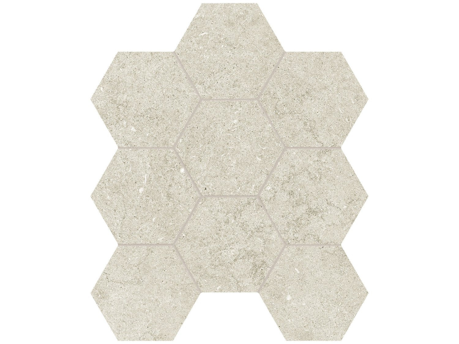 Anatolia - Lithoform - Crosscut Dunes - Mosaïque hexagonale de porcelaine colorée dans la masse, fini mat organique 10 cm (4 po)