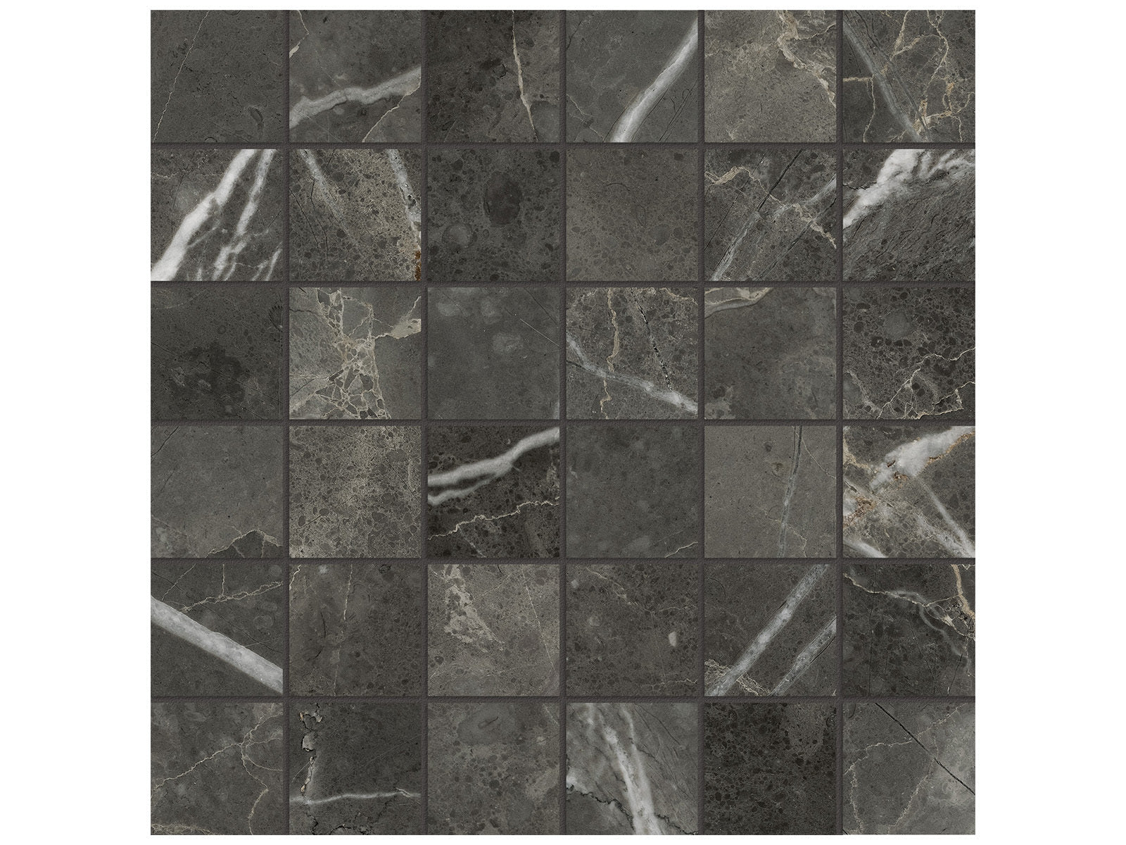 Anatolia - Lumino - Carbon - Mosaïque de porcelaine émaillée mate 5 x 5 cm (2 x 2 po)
