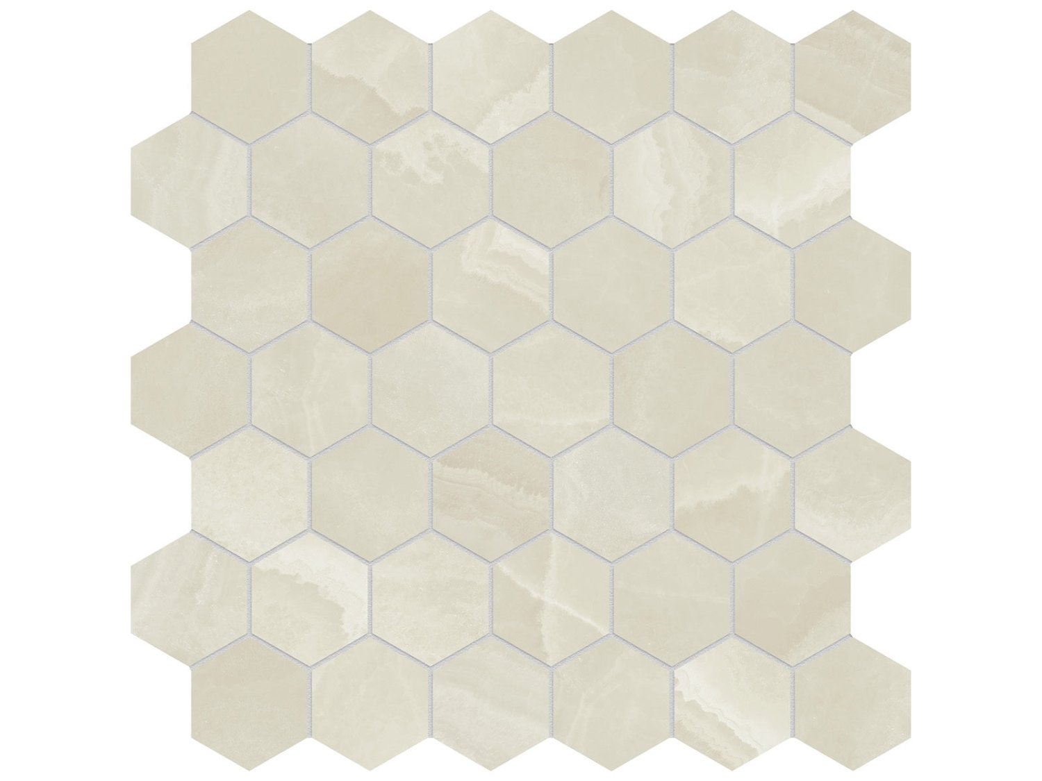 Anatolia - Lustra - Onyx Crema - Mosaïque hexagonale de porcelaine Colorsync aspect onyx, fini adouci 5 cm (2 po)