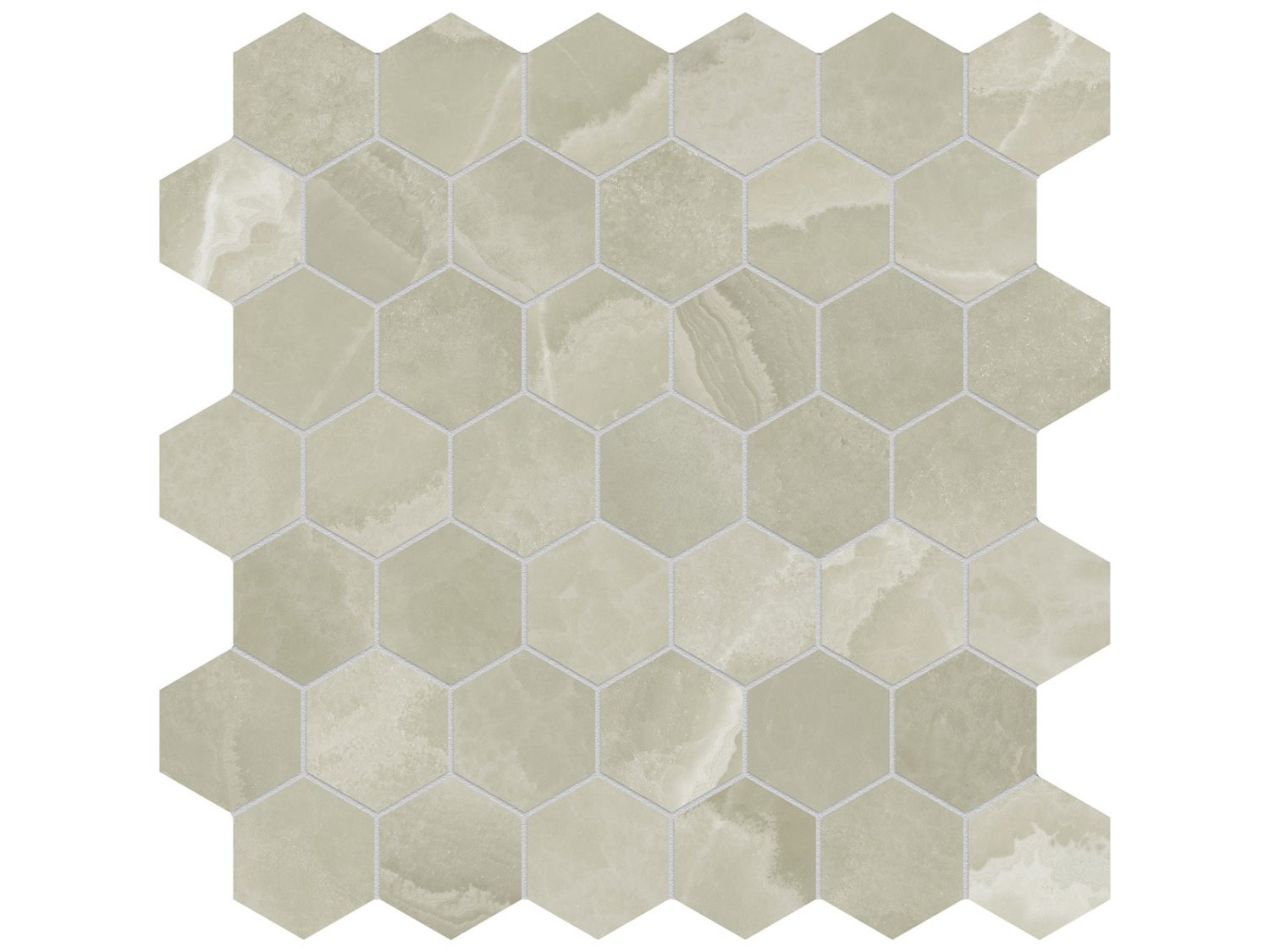 Anatolia - Lustra - Onyx Sage - Mosaïque hexagonale de porcelaine Colorsync aspect onyx, fini adouci 5 cm (2 po)