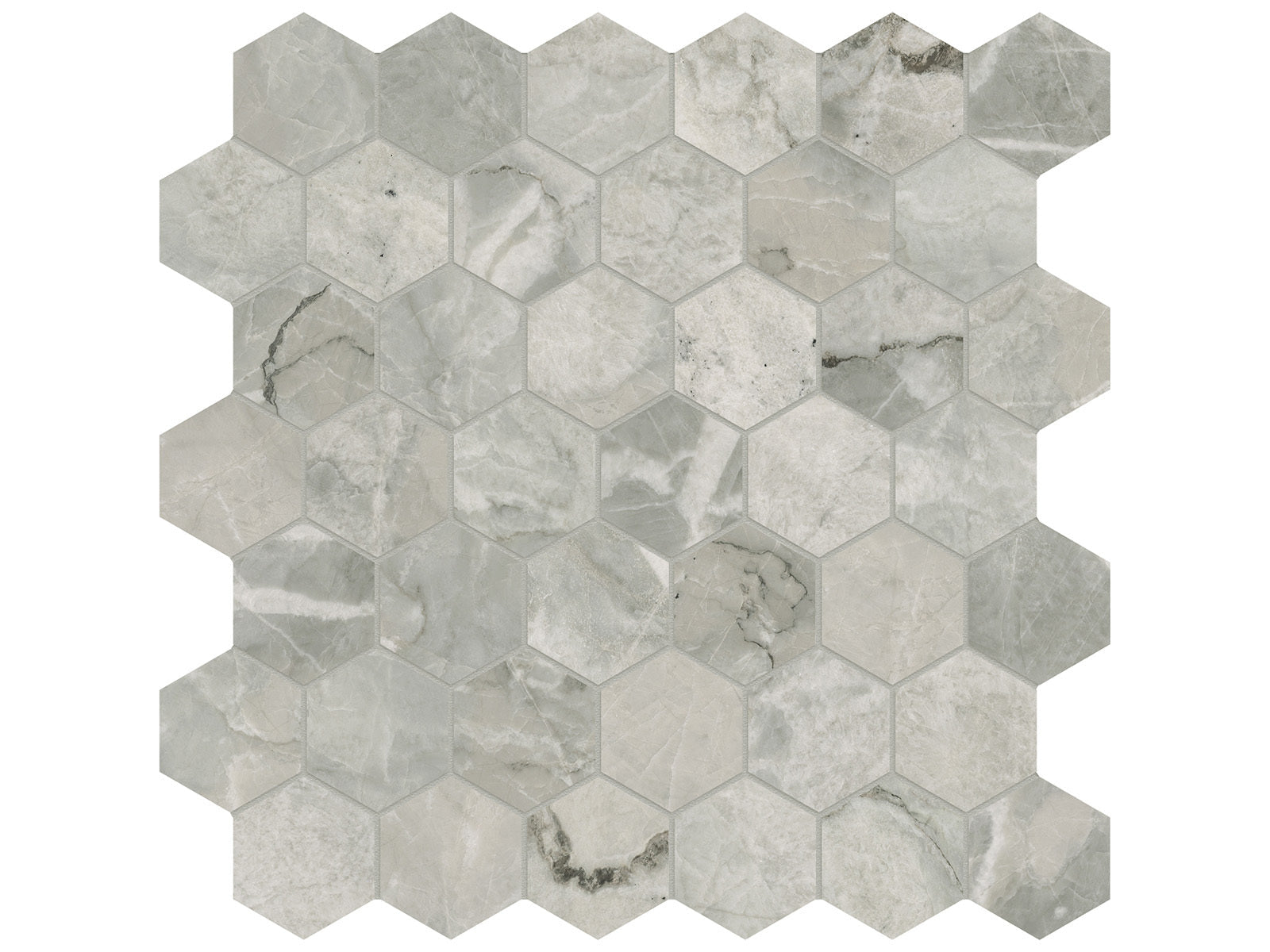 Anatolia - Majesto - Atlantic Ocean - Mosaïque hexagonale de porcelaine colorée dans la masse adoucie 5 cm (2 po)