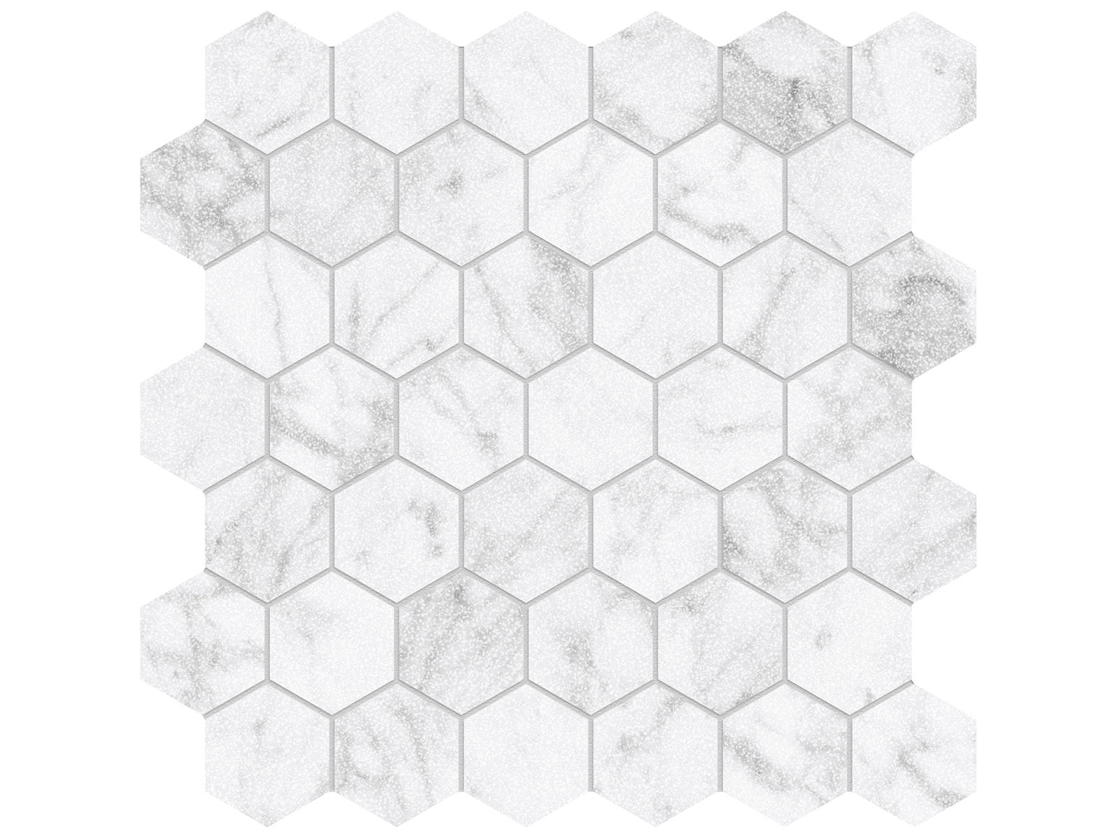Anatolia - Majesto - Bianco Gioia - Mosaïque hexagonale de porcelaine colorée dans la masse vintage 5 cm (2 po)