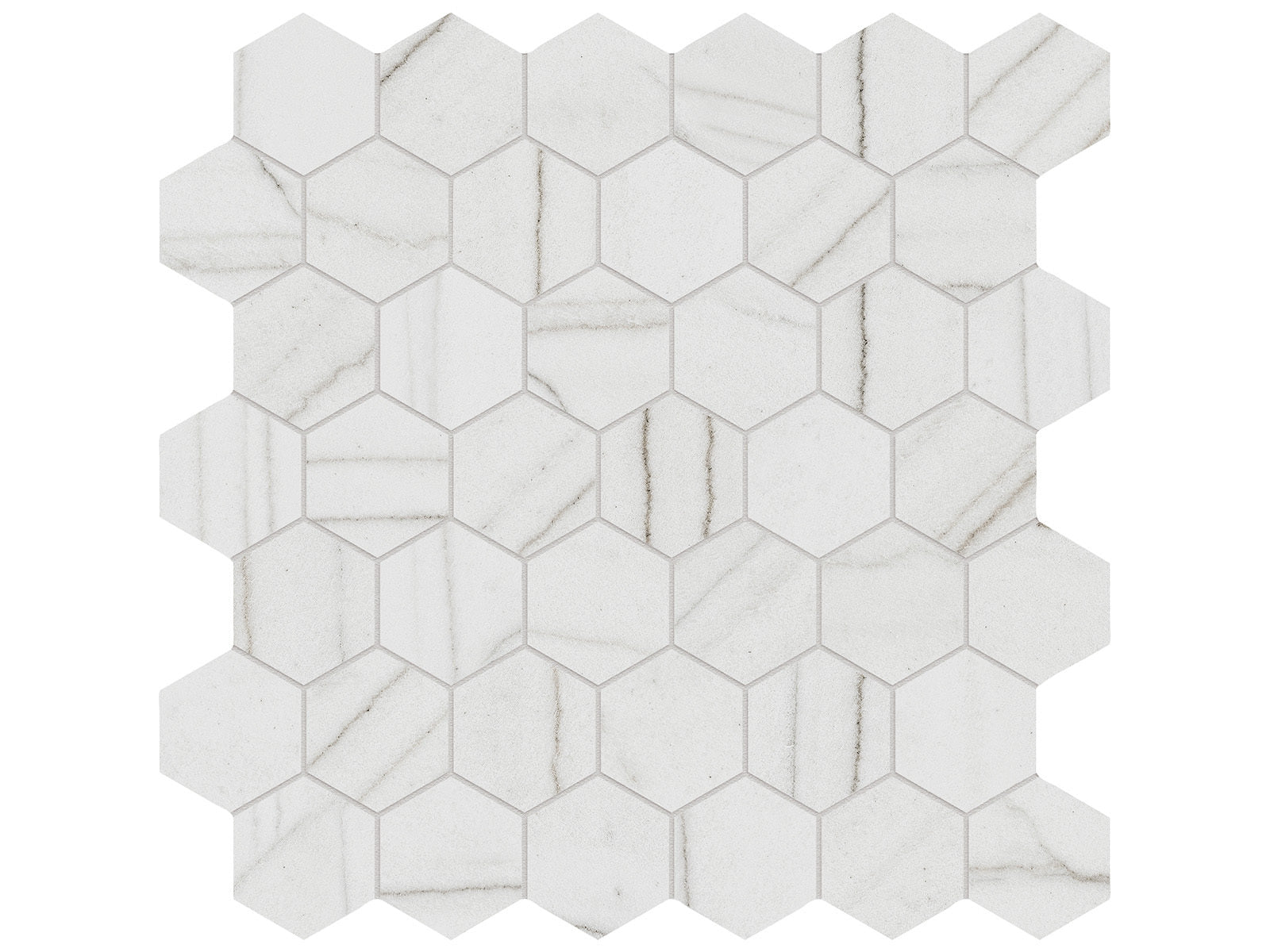 Anatolia - Majesto - Bianco Stratura - Mosaïque hexagonale de porcelaine colorée dans la masse adoucie 5 cm (2 po)