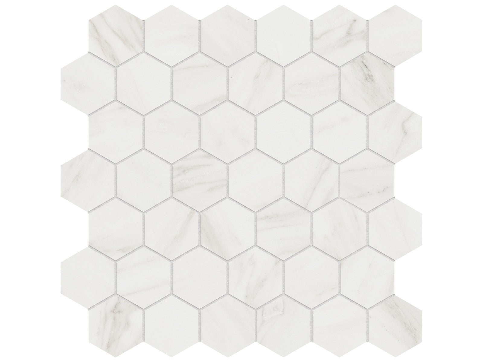 Anatolia - Majesto - Calacatta Cremo - Mosaïque hexagonale de porcelaine colorée dans la masse adoucie 5 cm (2 po)