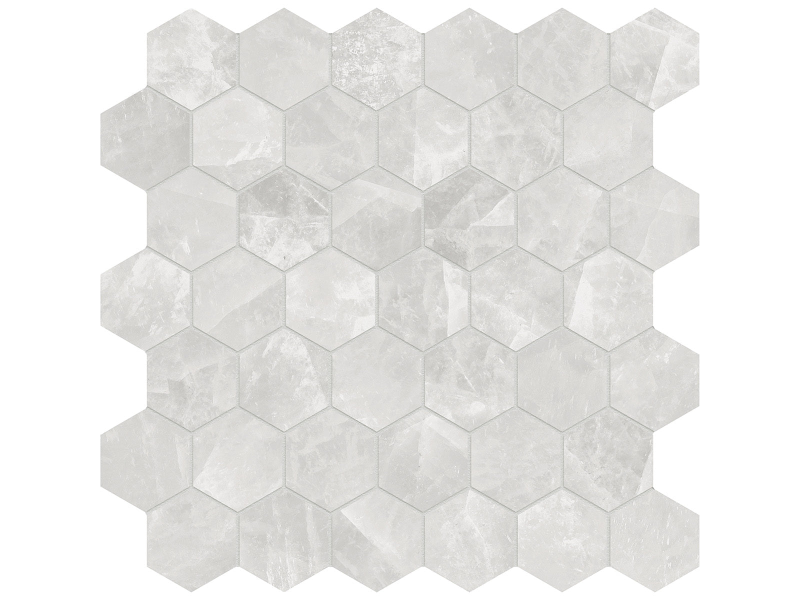 Anatolia - Majesto - Crystal Bianco - Mosaïque hexagonale de porcelaine colorée dans la masse adoucie 5 cm (2 po)