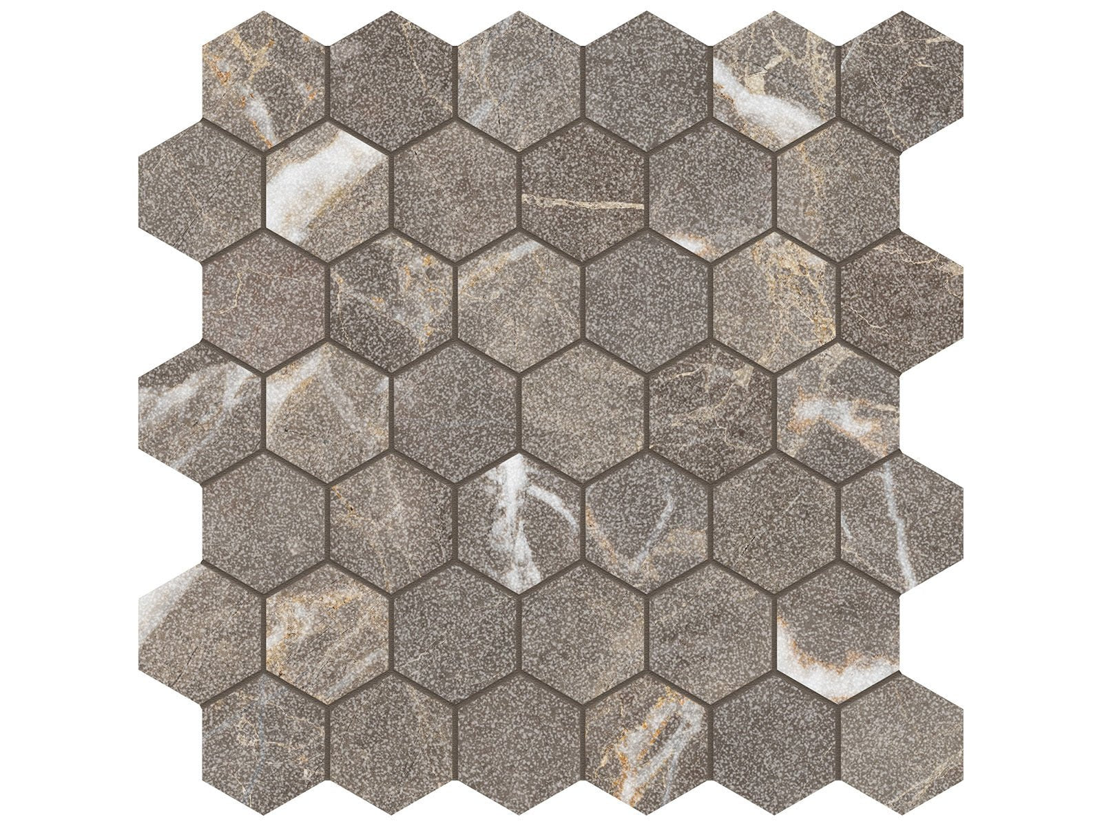 Anatolia - Majesto - Pietra Imperiale - Mosaïque hexagonale de porcelaine colorée dans la masse vintage 5 cm (2 po)