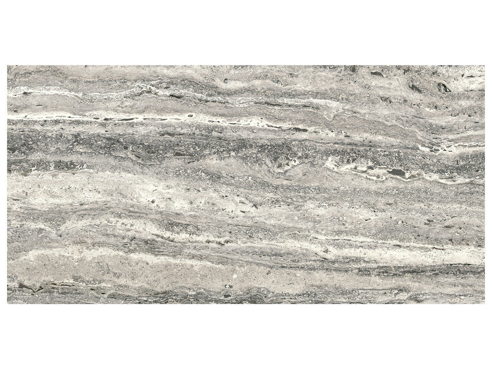 Anatolia - Majesto - Travertino Titanium - Tuile de porcelaine colorée dans la masse rectifiée aspect pierre 12 x 24 po