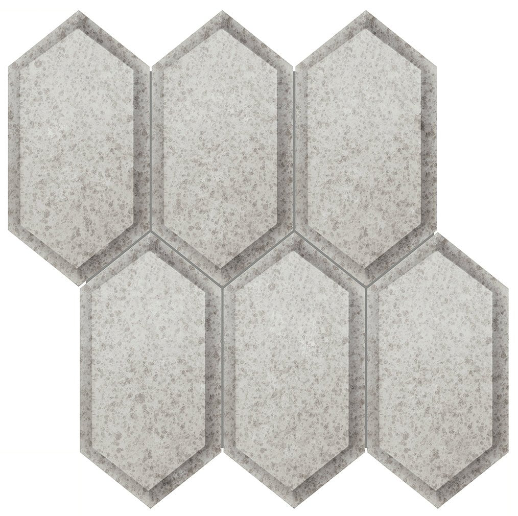 Anatolia - Mosaïque de miroirs Obsidian Antique Silver biseauté cristal hexagone 12" x 12" ||3001-0139-0 - Ceramed
