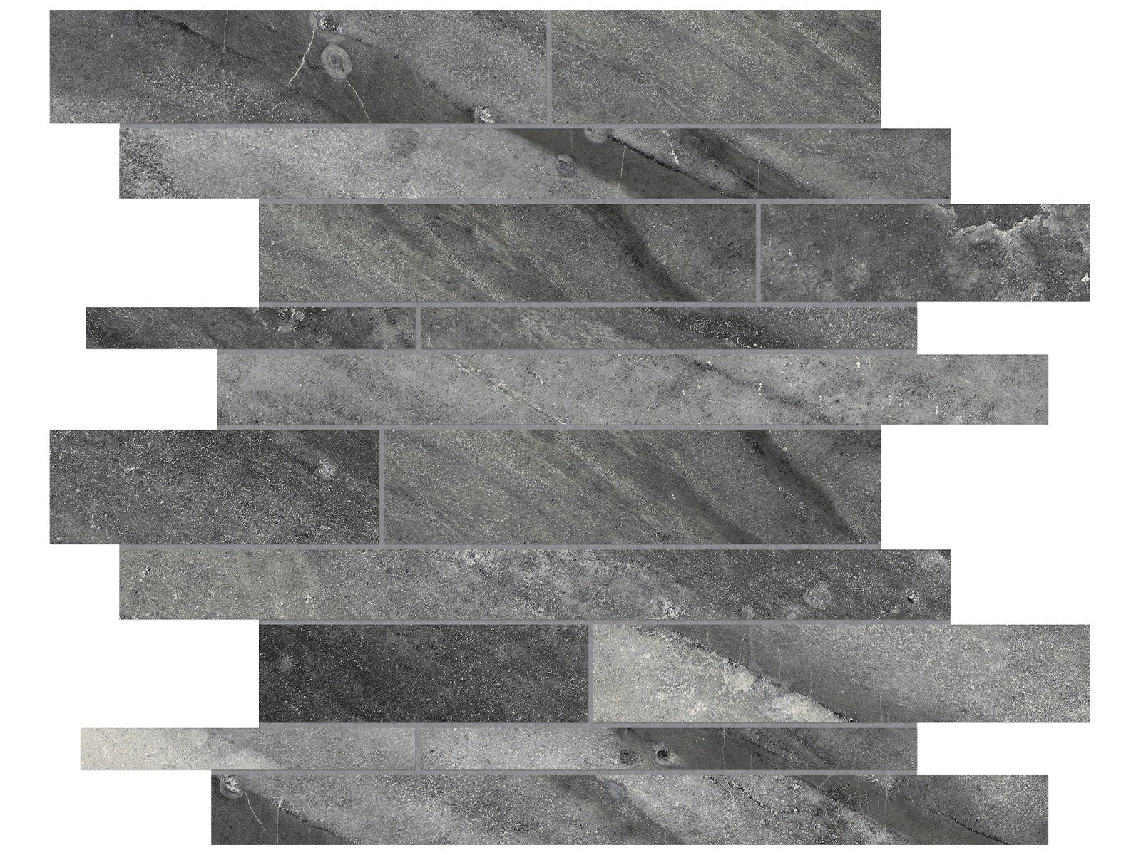 Anatolia - Mosaïque de porcelaine à bandes aléatoires Evolution Carbon mate 12" x 12" ||4501-0097-0 - Ceramed