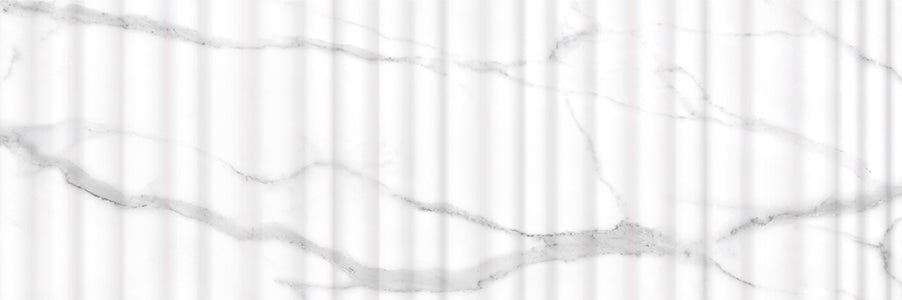 Anatolia - Raffino - Statuario Valore - Tuile murale 3D Alto de céramique émaillée aspect marbre, fini mat, rectifiée 30 x 90 cm (12 x 36 po)