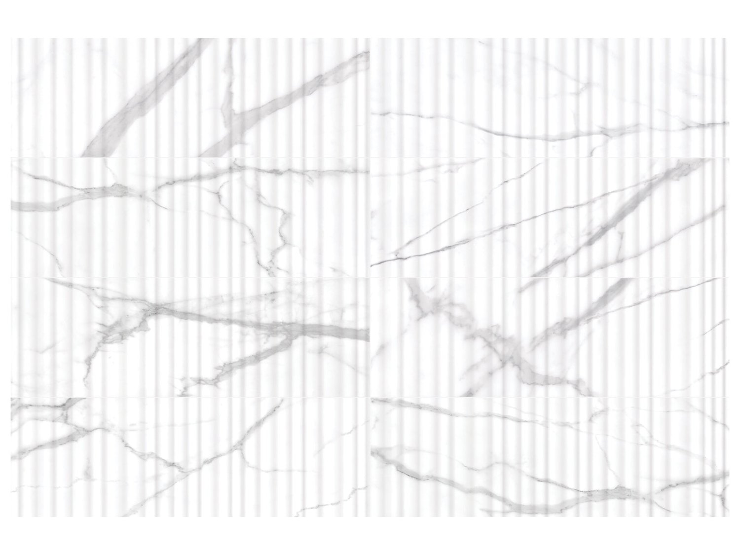 Anatolia - Raffino - Statuario Valore - Tuile murale 3D Alto de céramique émaillée aspect marbre, fini mat, rectifiée 30 x 90 cm (12 x 36 po)