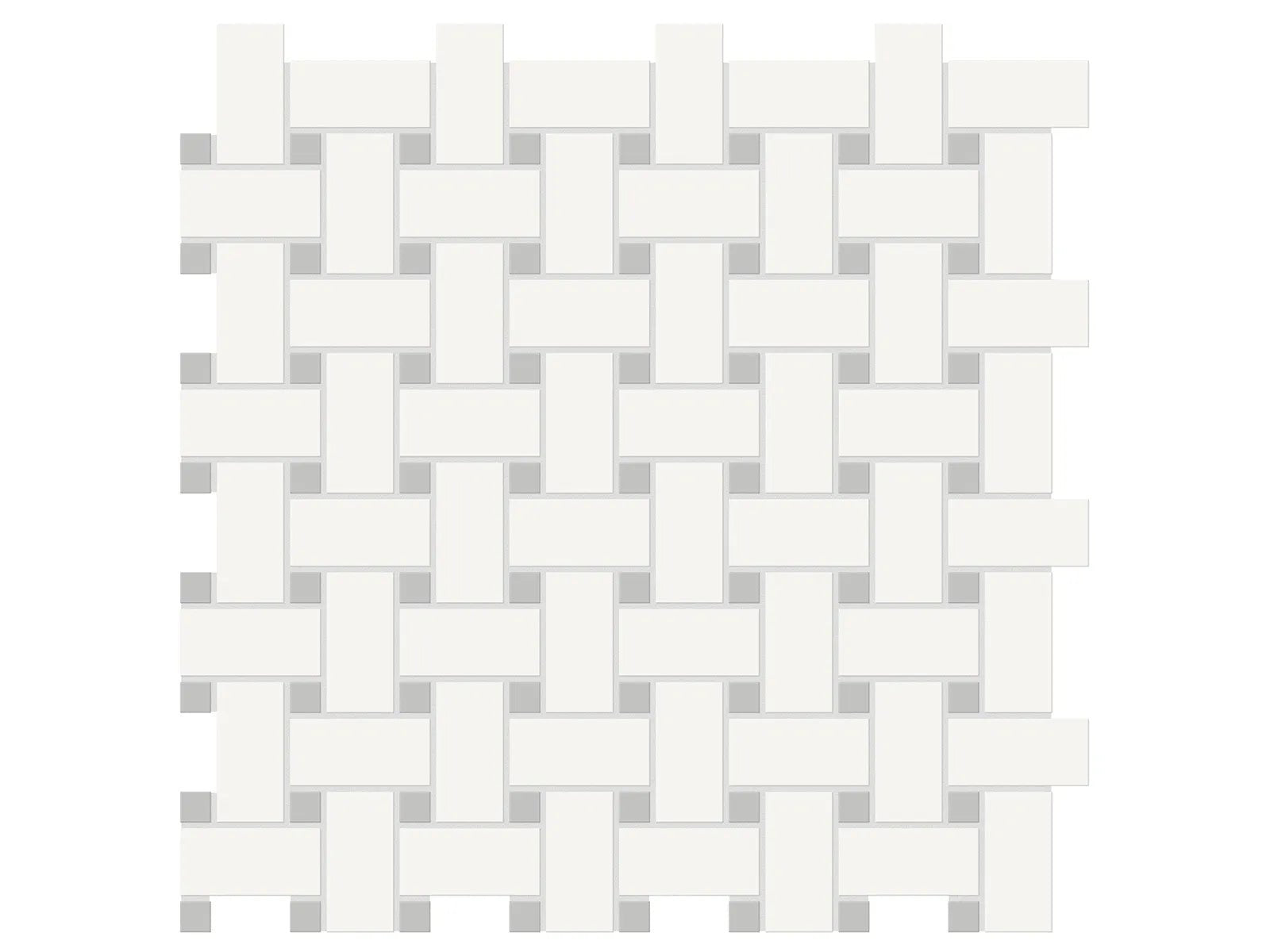 Soho Canvas White w/ Loft Grey - Mosaïque Basketweave mate