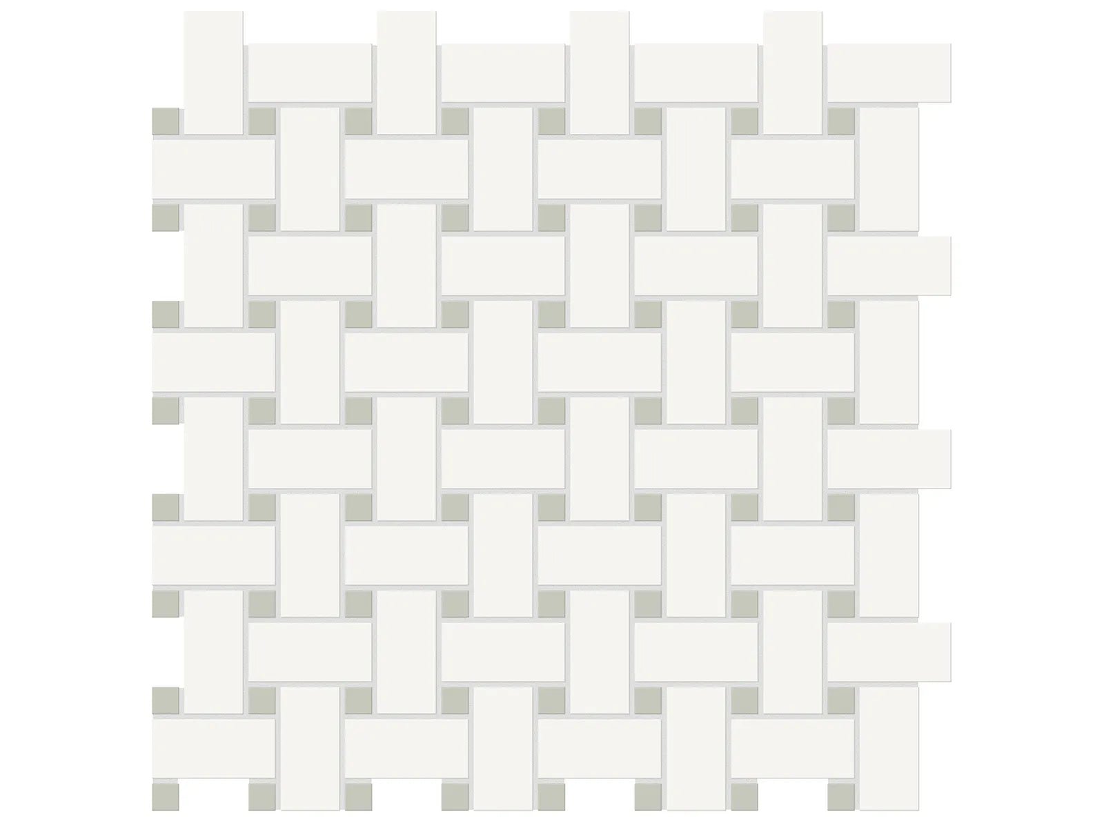 Soho Canvas White w/ Soft Sage - Mosaïque Basketweave mate