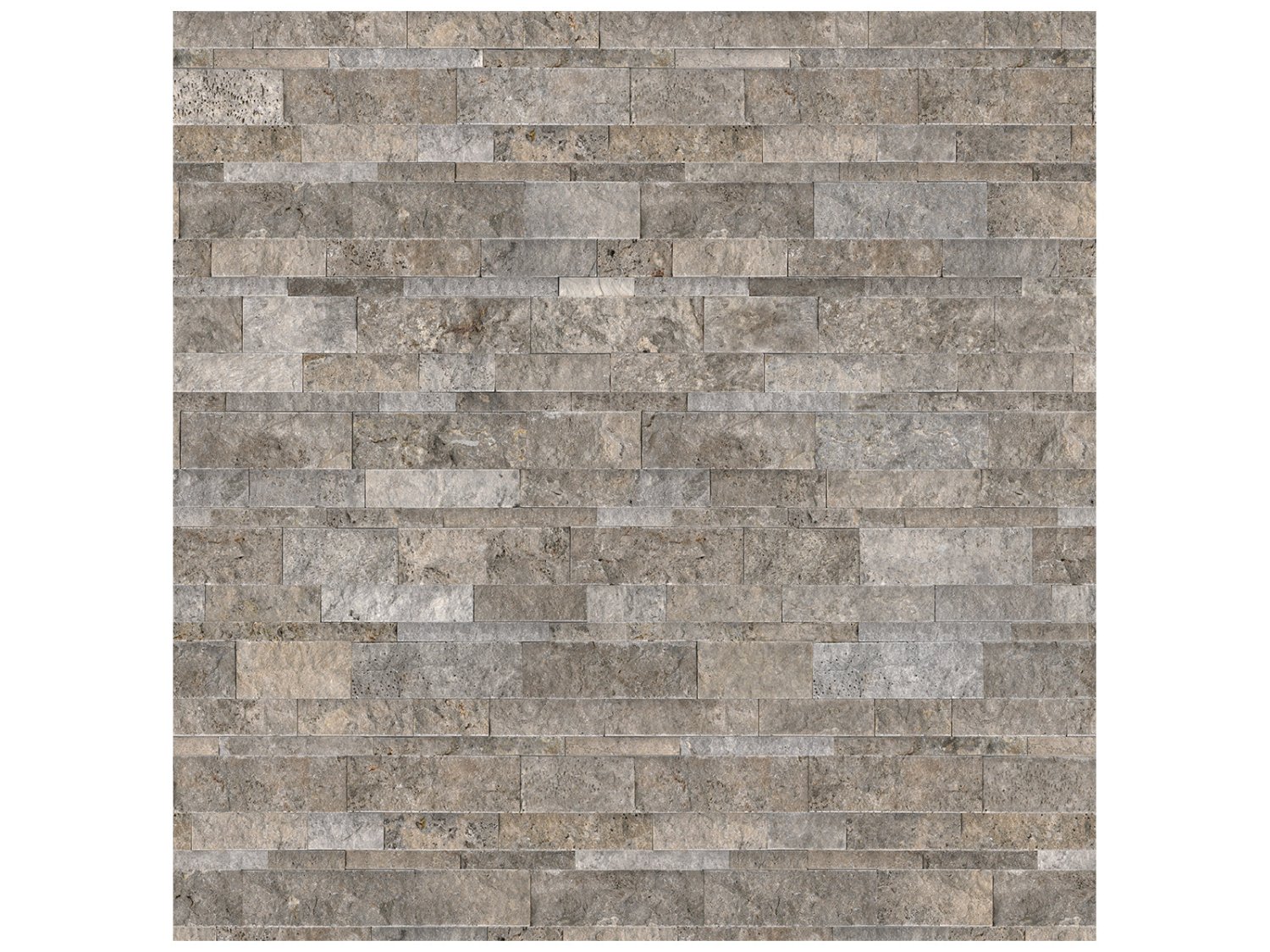 Anatolia - Splitface - Silver Ash - Panneau mural de travertin, fini éclaté 15 x 60 cm (6 x 24 po)