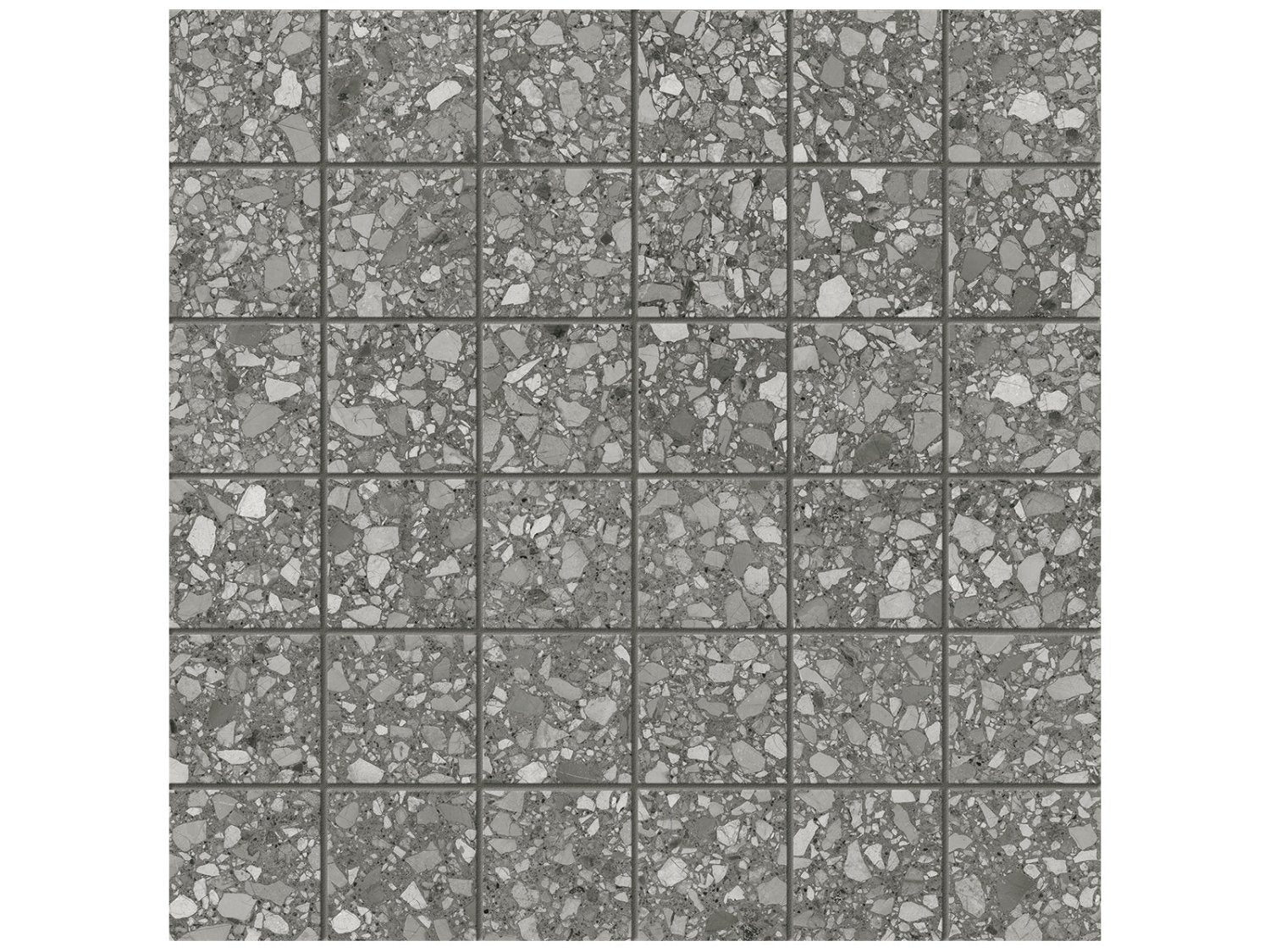 Anatolia - Station - Shadow - Mosaïque de porcelaine à pâte colorée aspect terrazzo, mate 5 x 5 cm (2 x 2 po)