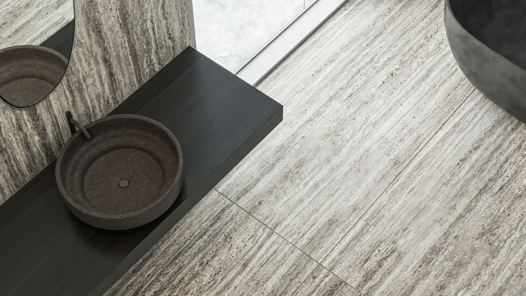 Anatolia Tuiles de céramique Majesto Travertino Titanium - Ceramed