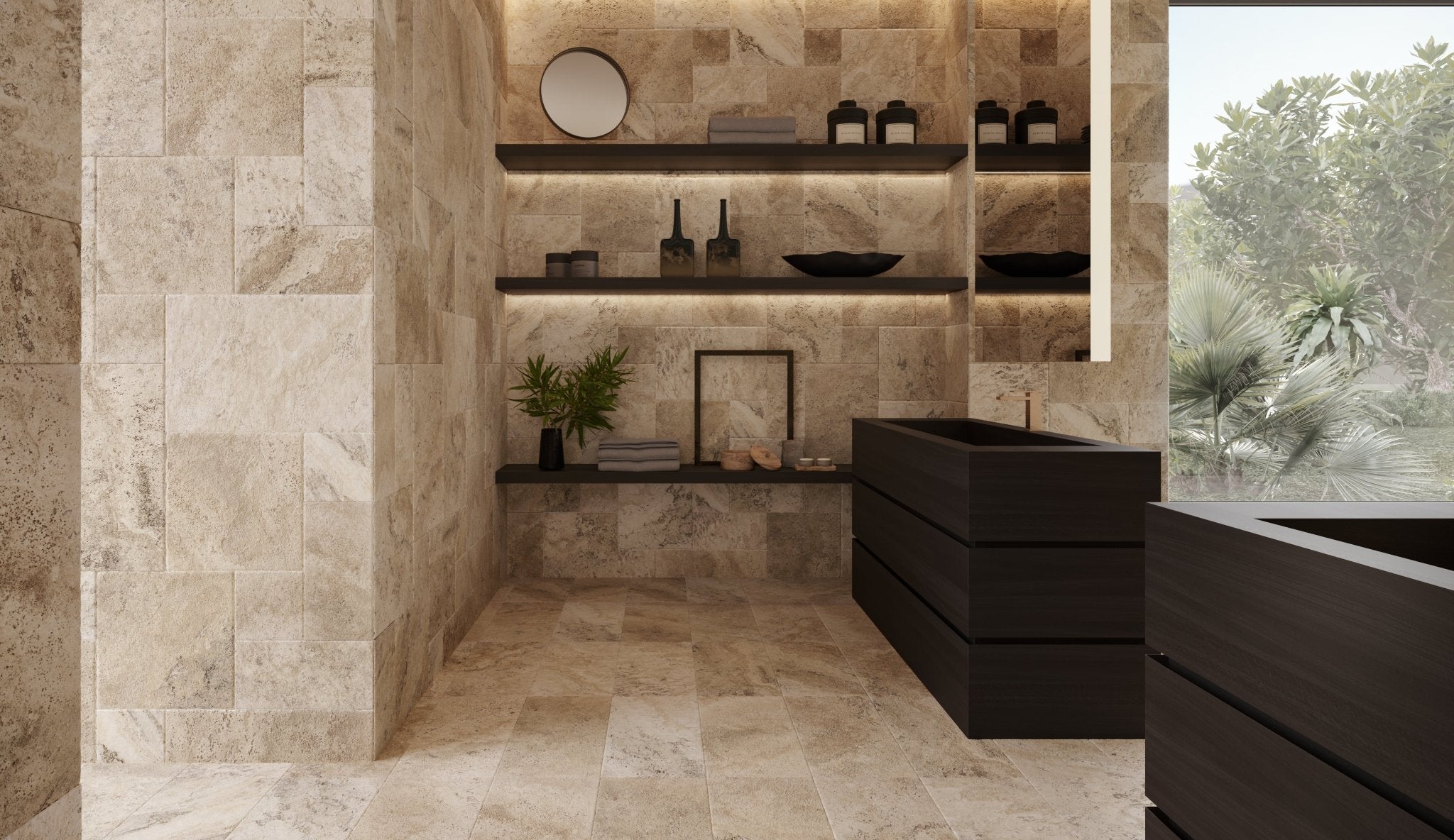 Anatolia Tuiles de céramique - Picasso Travertine Remplie et adoucie - Ceramed