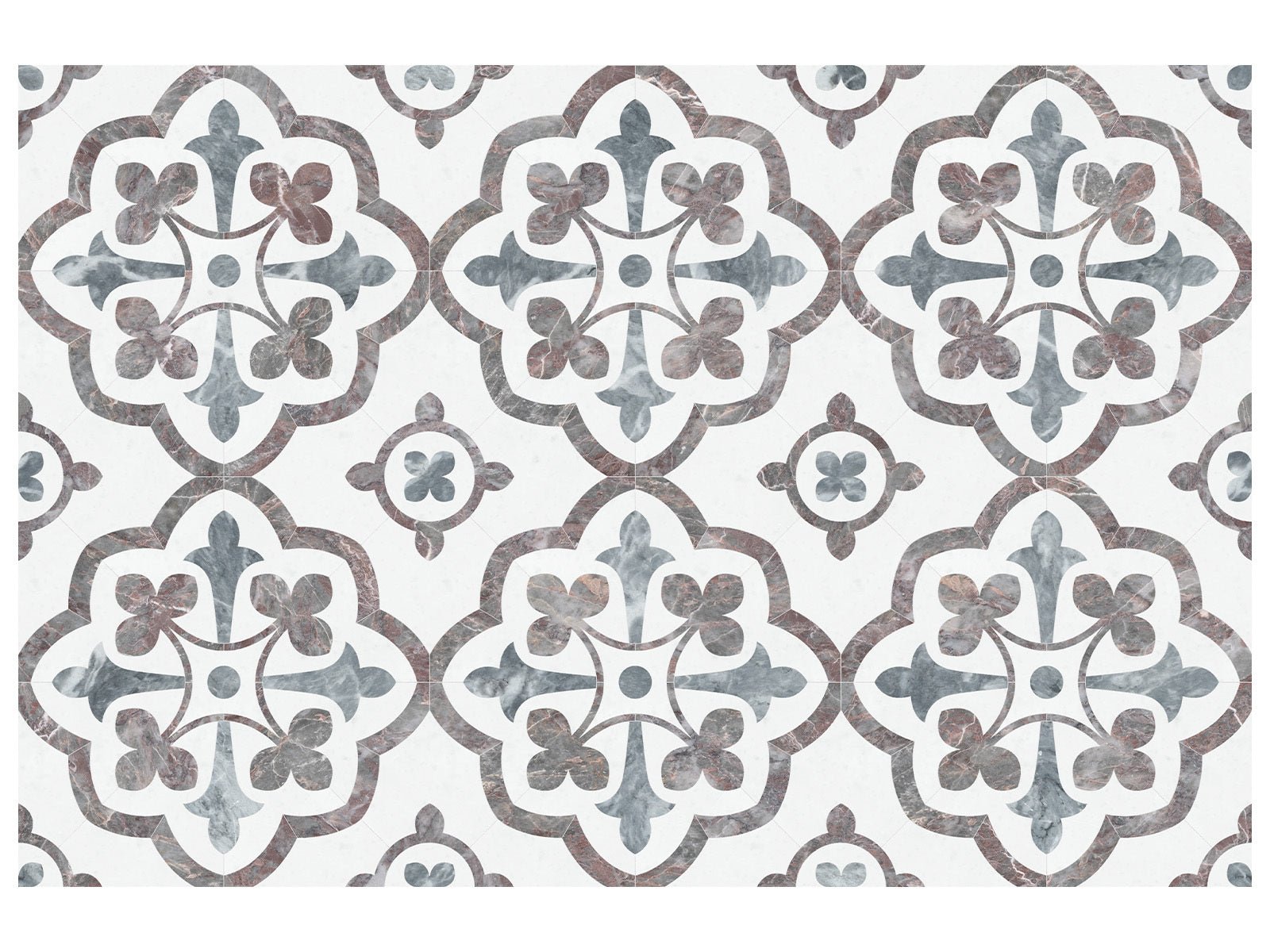 Anatolia - Utopio - Blush - Mosaïque Fleur en pierre naturelle adoucie 39,9 x 39,9 cm (15,71 x 15,71 po)
