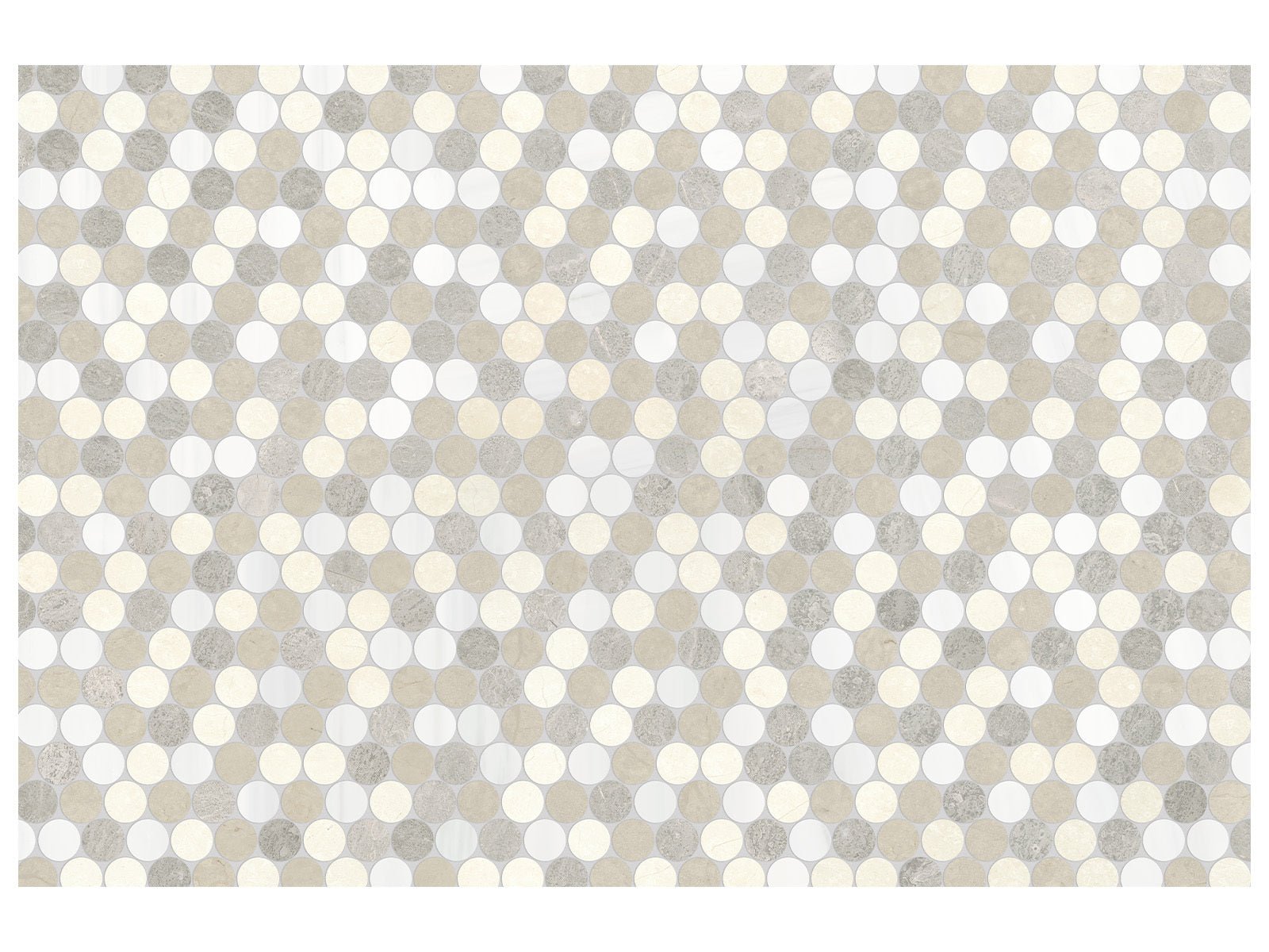 Anatolia - Utopio - Dune - Mosaïque Pennyround en pierre naturelle adoucie 28,2 x 32,7 cm (11,1 x 12,87 po)