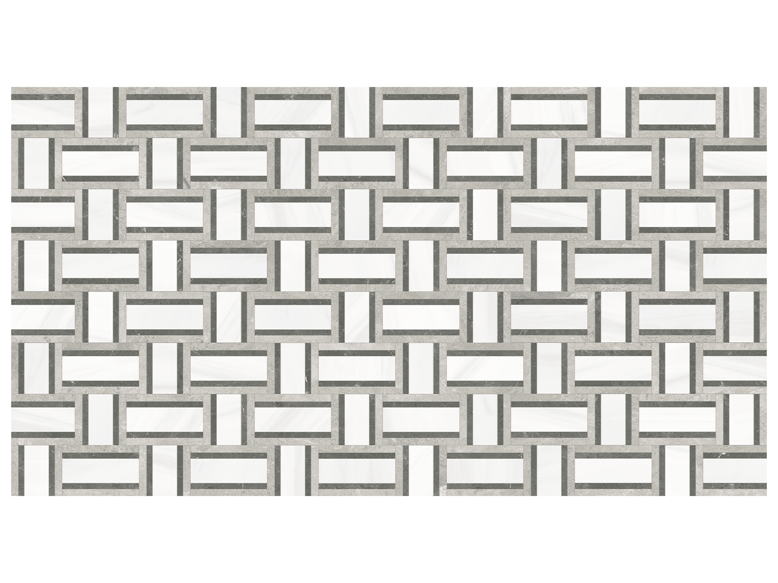 Anatolia - Utopio - Mist - Mosaïque Cesto en pierre naturelle adoucie à accents polis 30 x 37,5 cm (11,81 x 14,76 po)