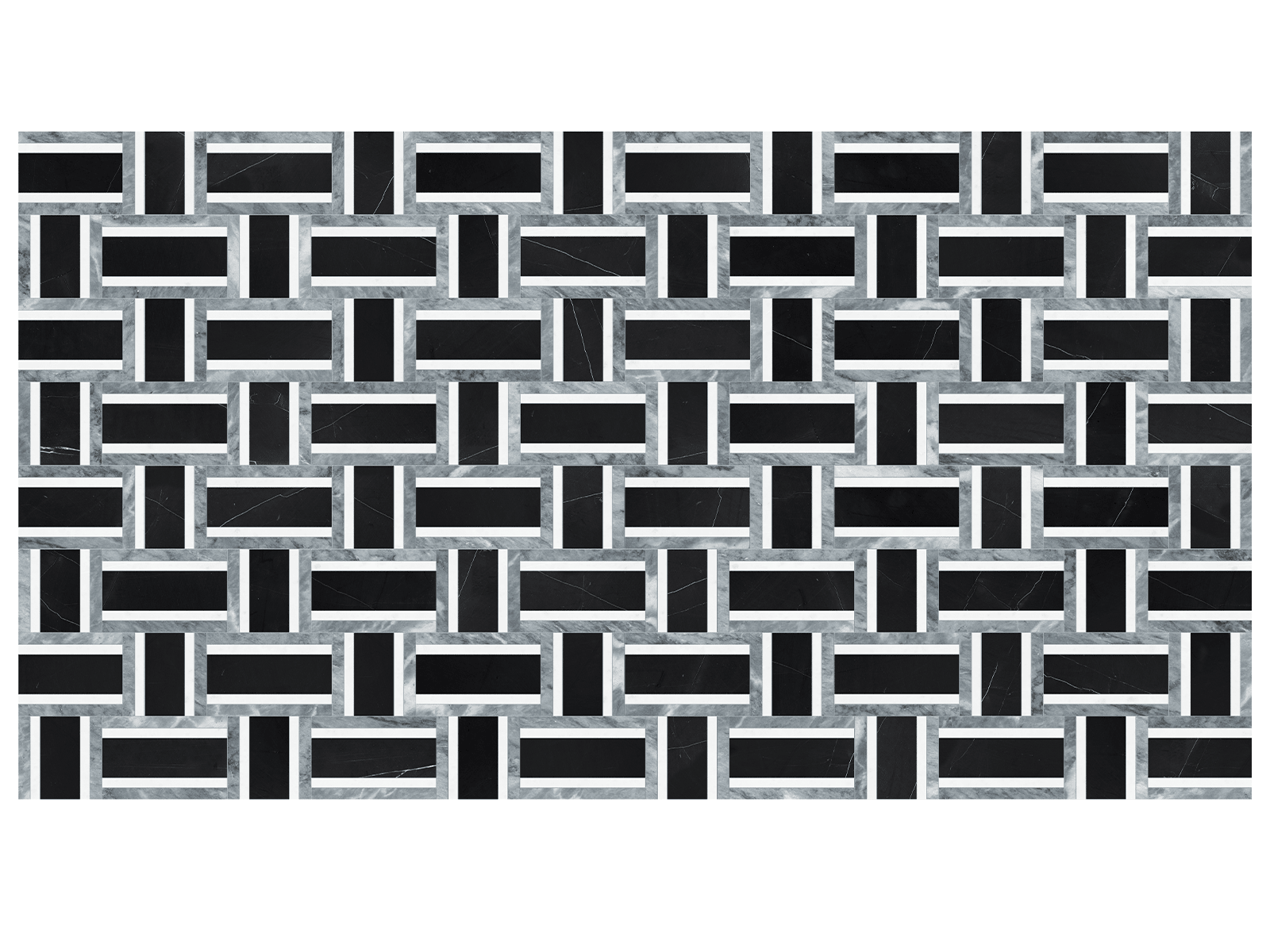 Anatolia - Utopio - Monochromo - Mosaïque Cesto en pierre naturelle polie à accents adoucis 30 x 37,5 cm (11,81 x 14,76 po)