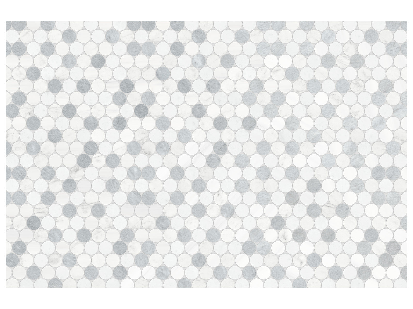 Anatolia - Utopio - Polar - Mosaïque Pennyround en pierre naturelle adoucie 28,2 x 32,7 cm (11,1 x 12,87 po)