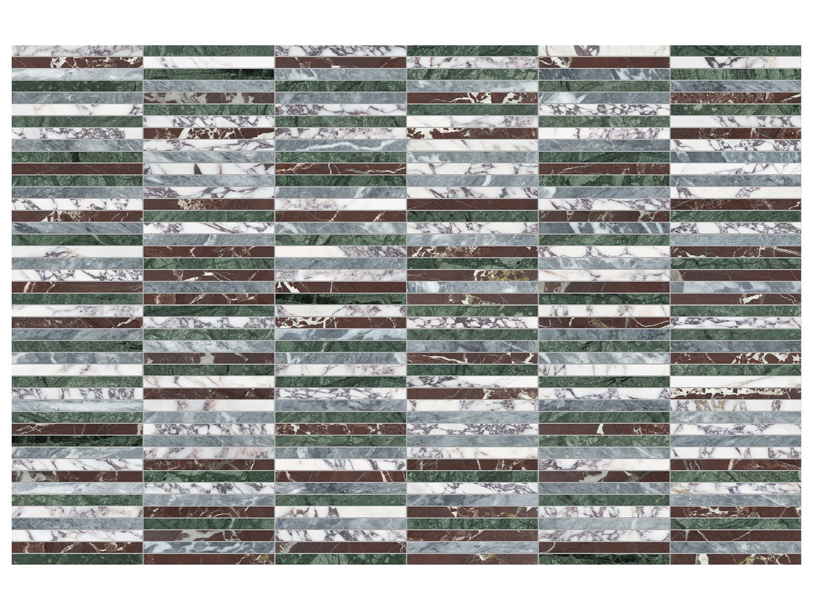 Anatolia - Utopio - Tropic - Mosaïque Stacked en pierre naturelle, mélange adouci et poli 29,6 x 30 cm (11,65 x 11,81 po)