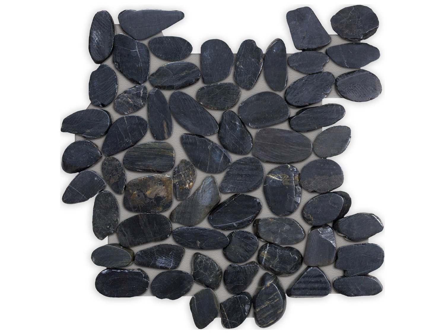 Anatolia - Zen - Tahitian Black Sand - Mosaïque de galets plats, fini poli