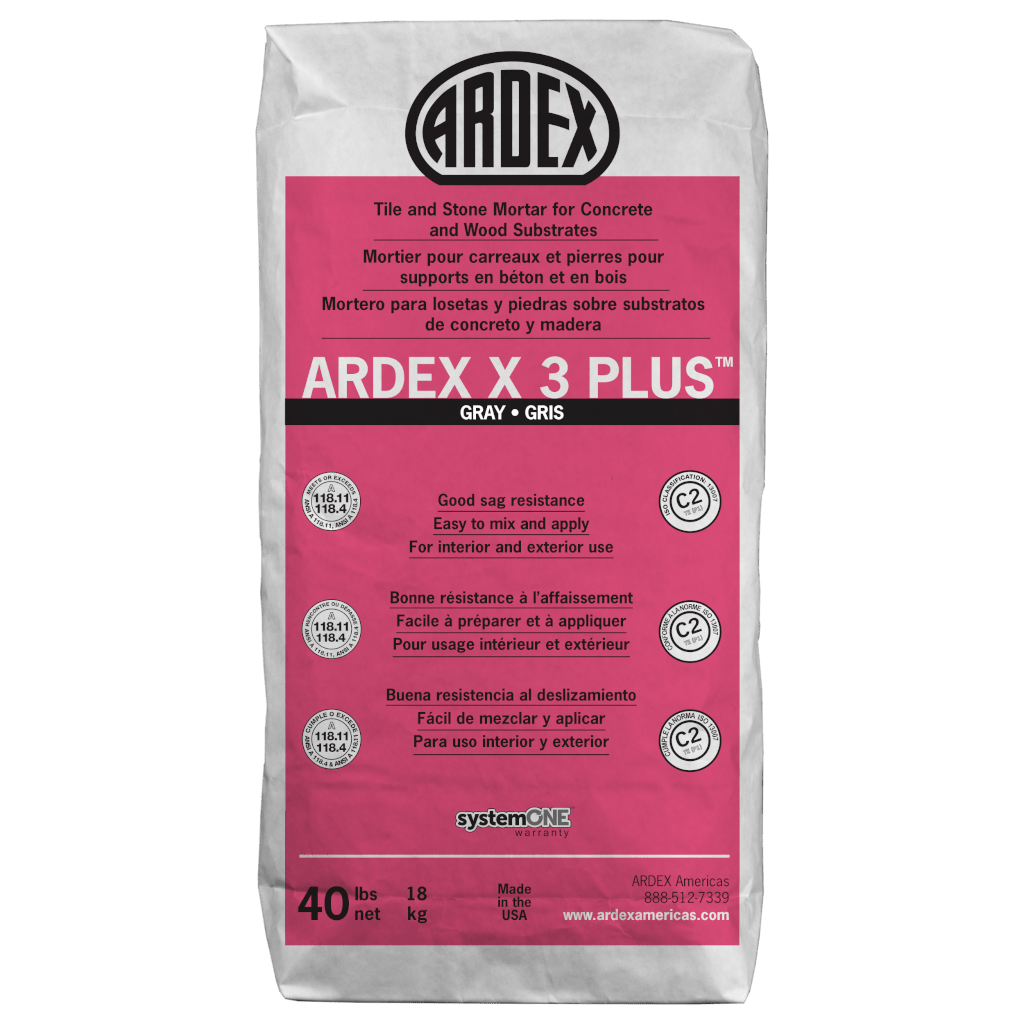 Ardex - X 3 PLUS Mortier pour carreaux et pierres de grand format, Gris - 40 lb