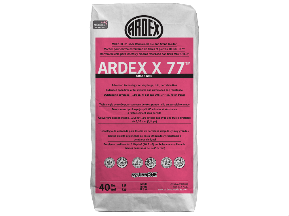 Ardex - X 77 - Mortier renforcé de fibres MICROTEC pour carreaux et pierres - Gris 40 lb ||12537 - Ceramed