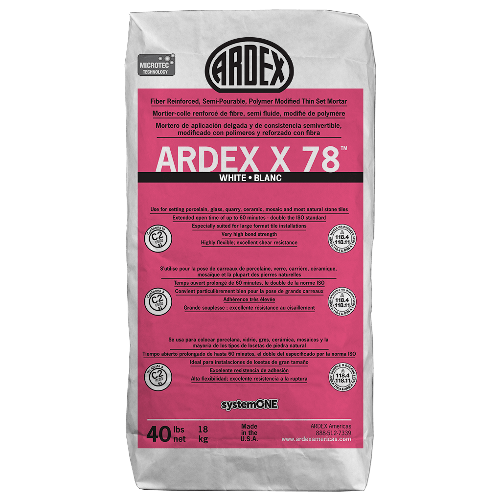 Ardex - X 78 Mortier-colle semi-fluide renforcé de fibre, Blanc - 40 lb