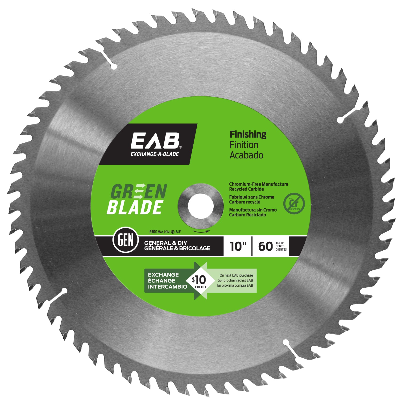 EAB - Lame de scie au carbure pour finition Série verte 60 dents 10"